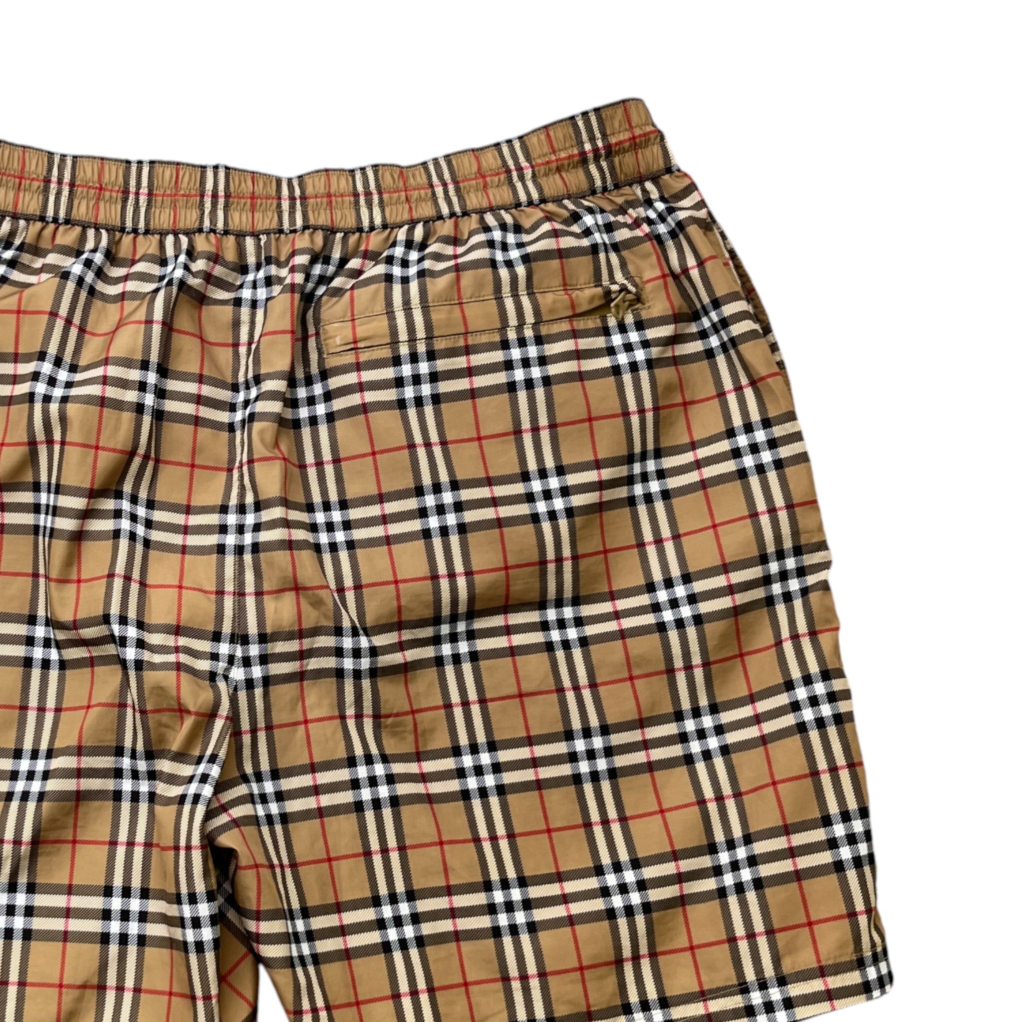 Men's Check Print Swim Shorts Brown Size XL