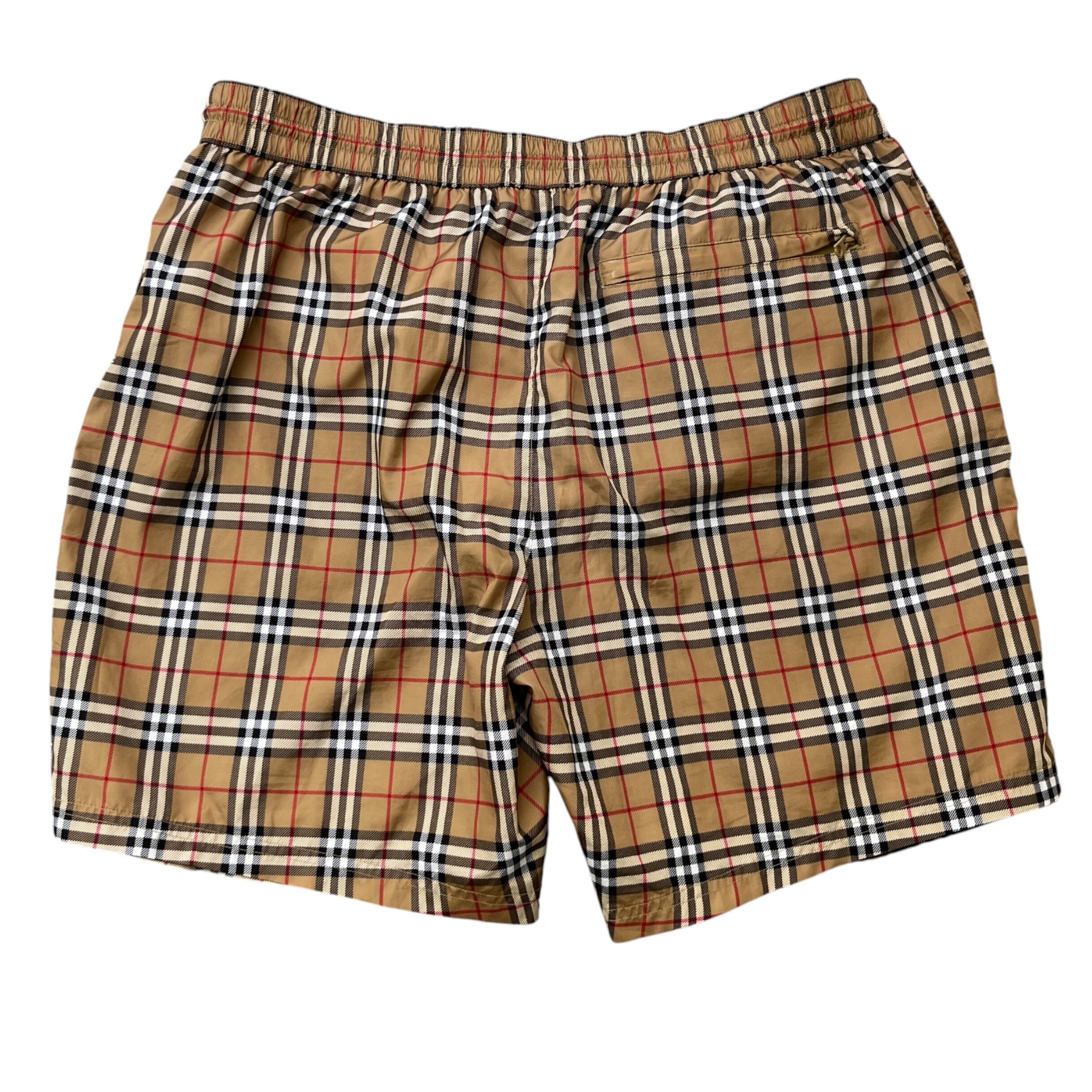 Men's Check Print Swim Shorts Brown Size XL
