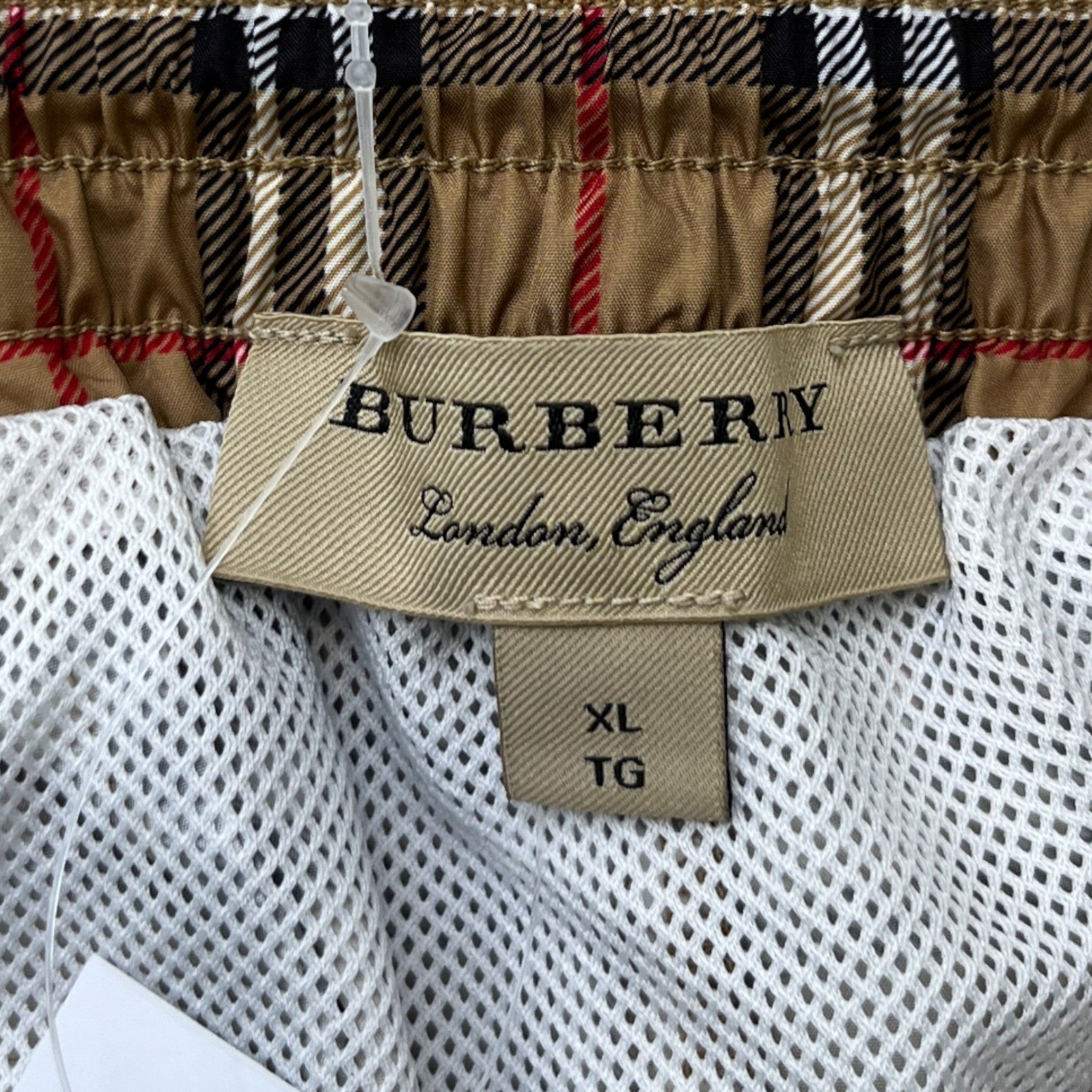 Men's Check Print Swim Shorts Brown Size XL