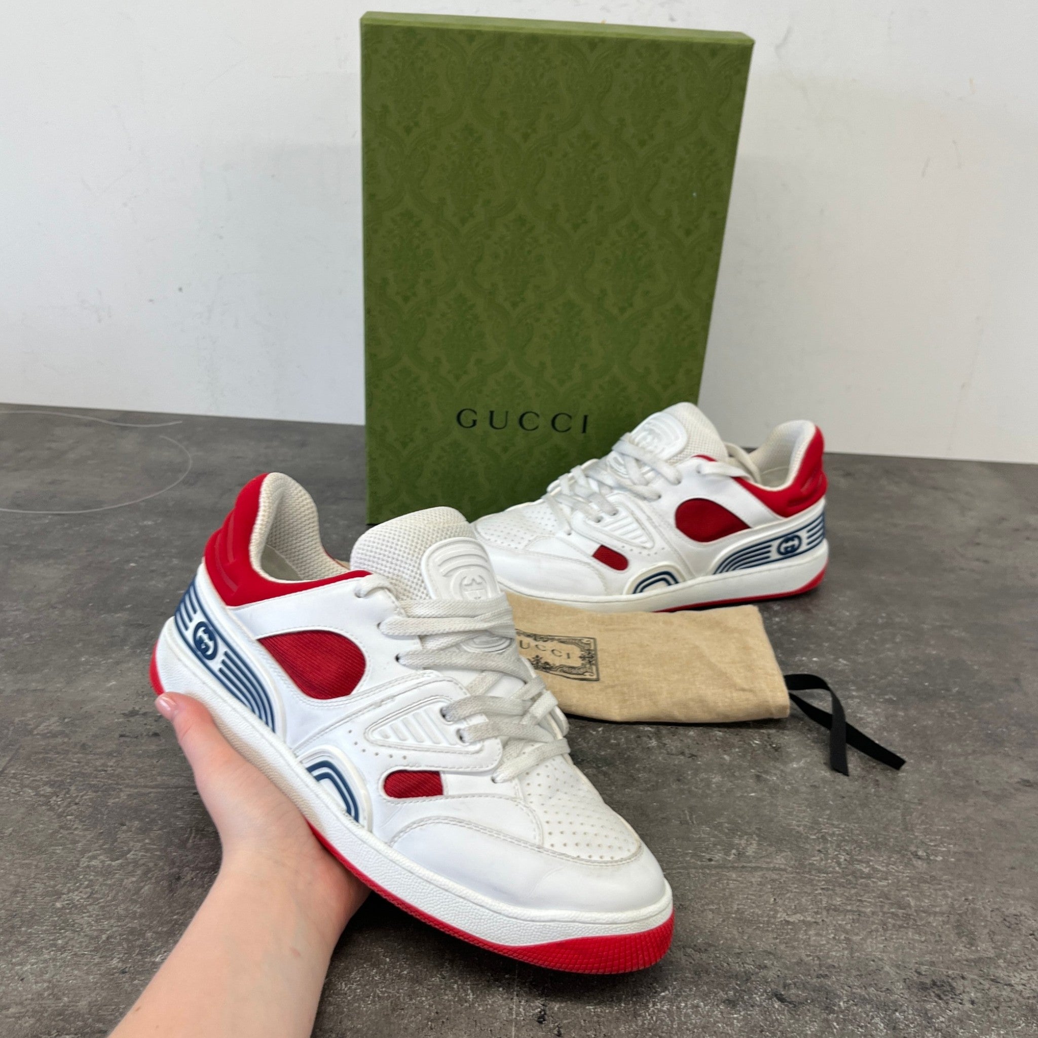 Men's Basket Distressed Low Trainers White Size EU 41 / UK 7