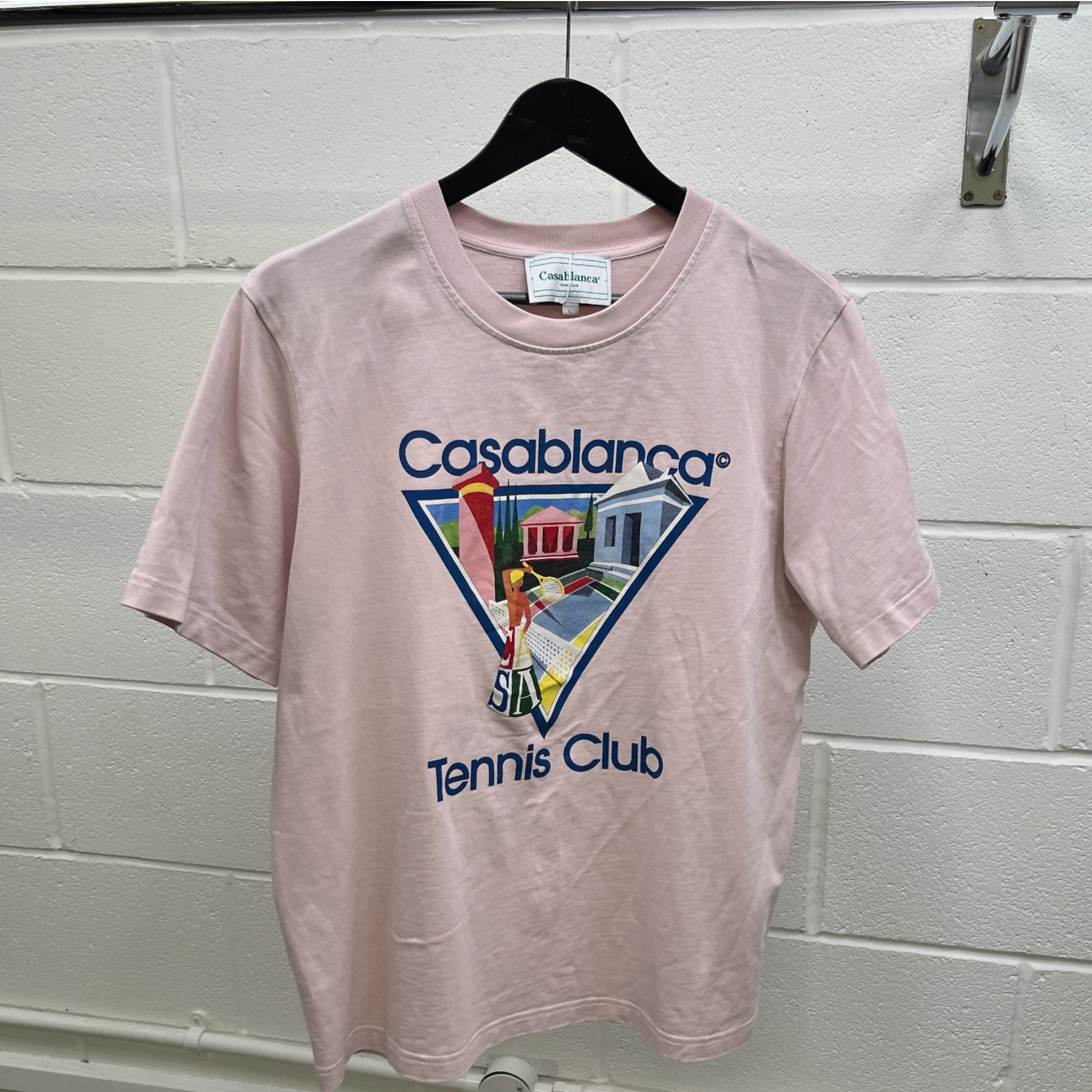 Men's Tennis Club Logo T-Shirt Pink Size L