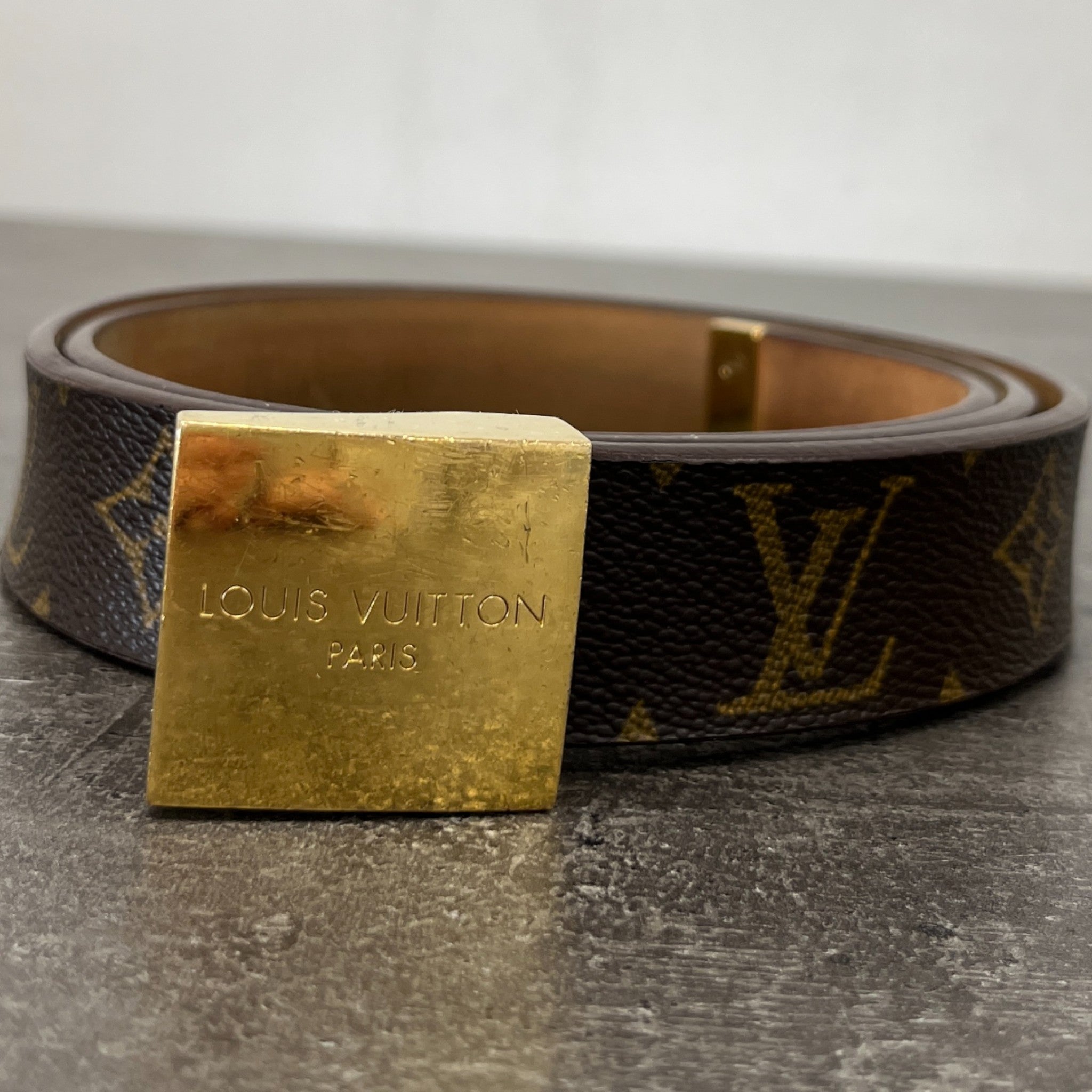 Women's Monogram Ceinture Carree Belt Brown Size Waist 34"