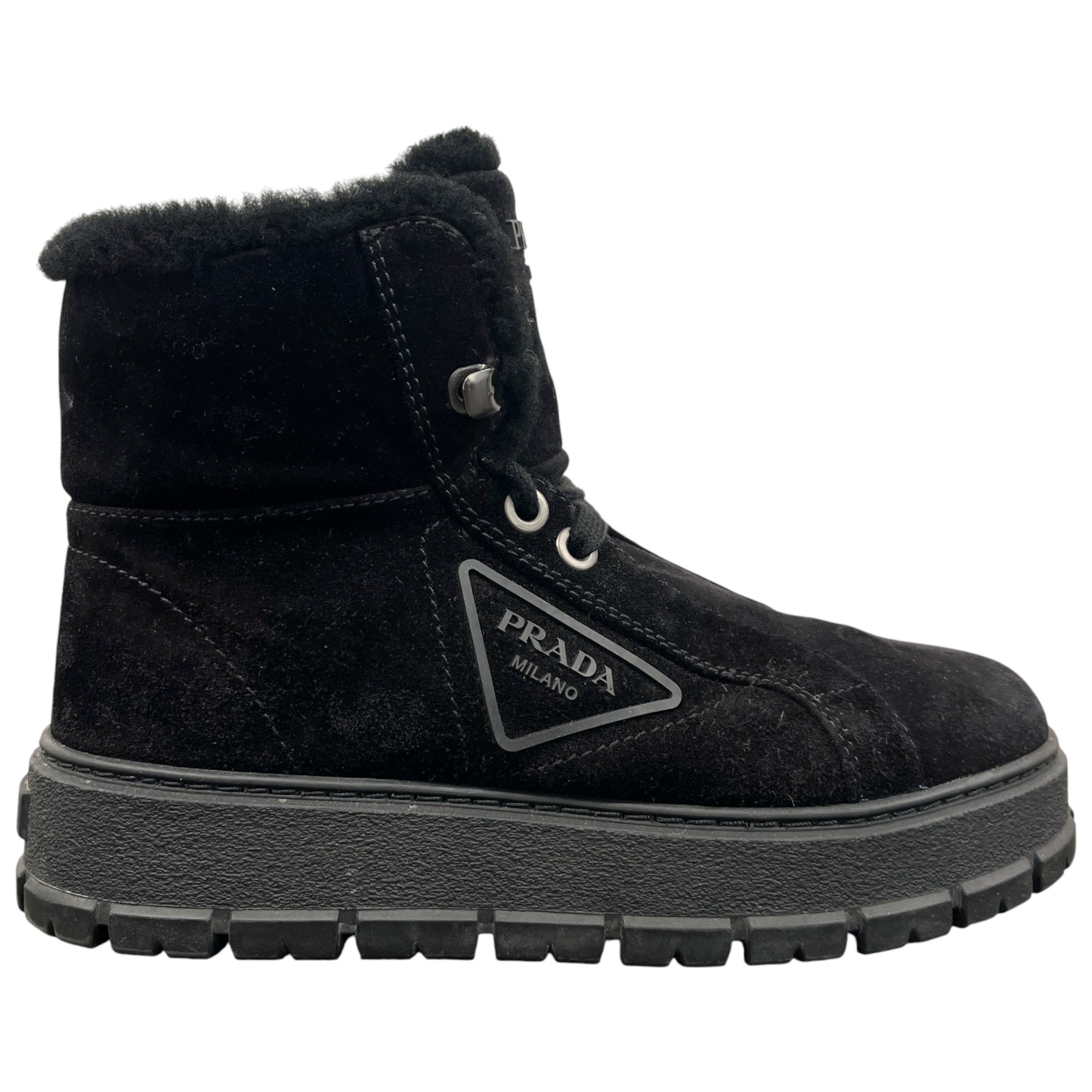 Women's Logo Shearling Boots Black Size EU 37 / UK 4