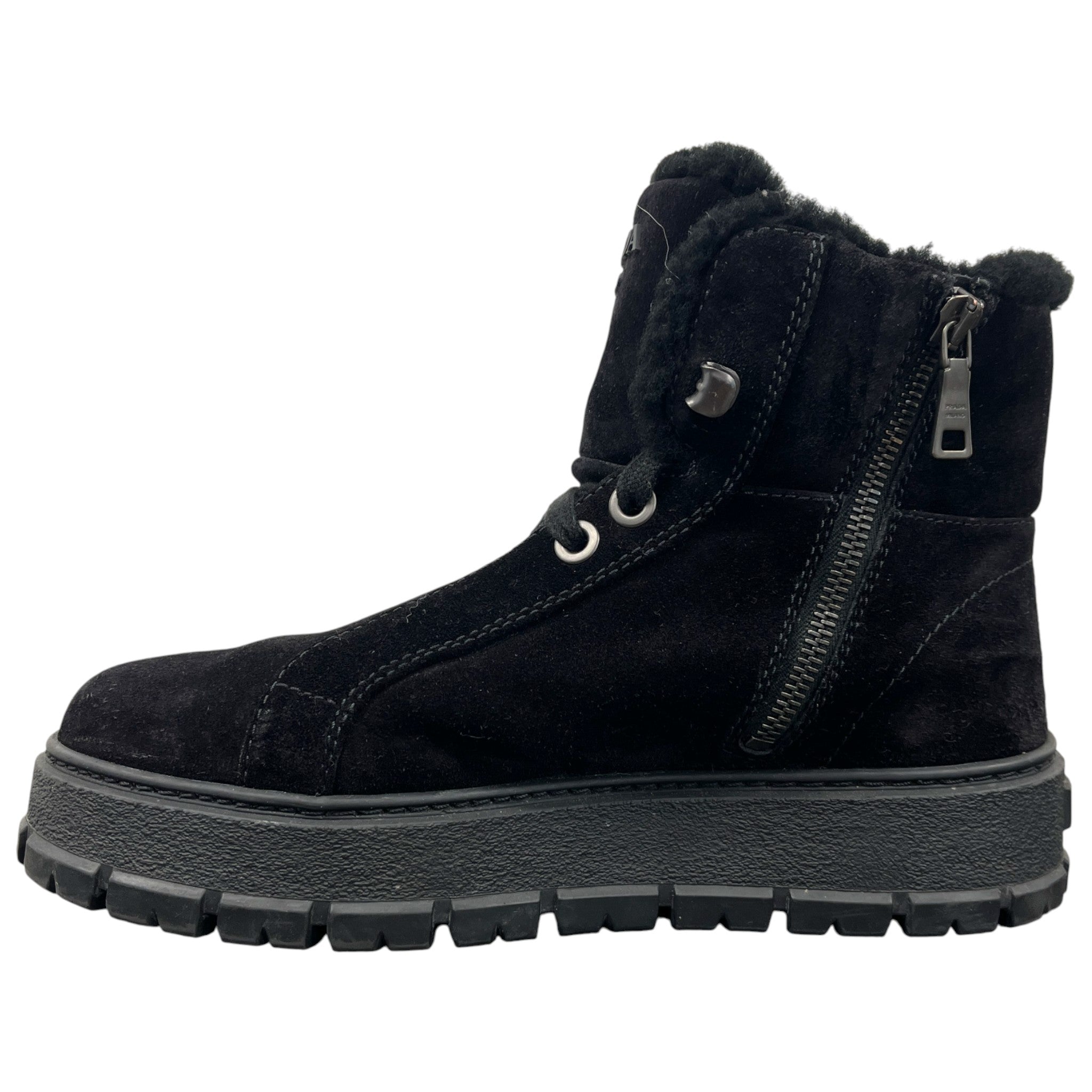 Women's Logo Shearling Boots Black Size EU 37 / UK 4