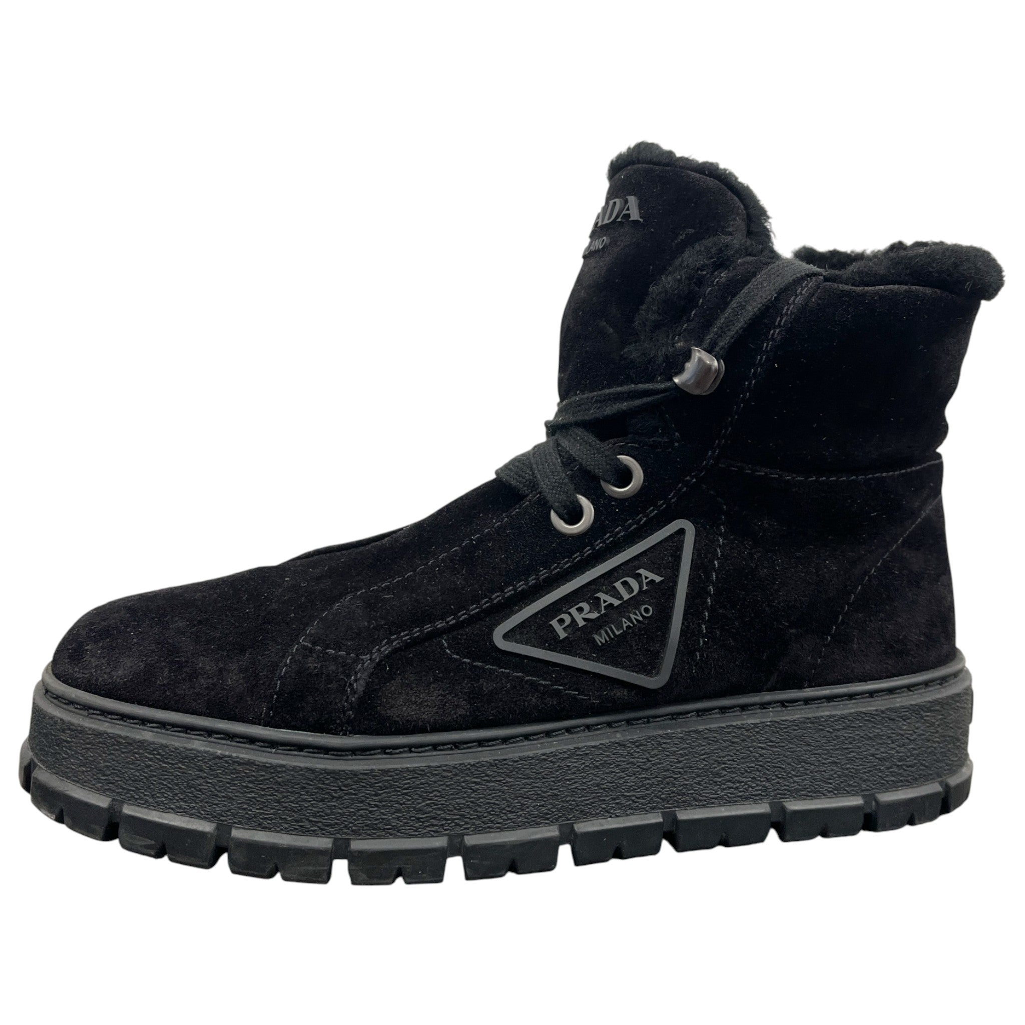 Women's Logo Shearling Boots Black Size EU 37 / UK 4