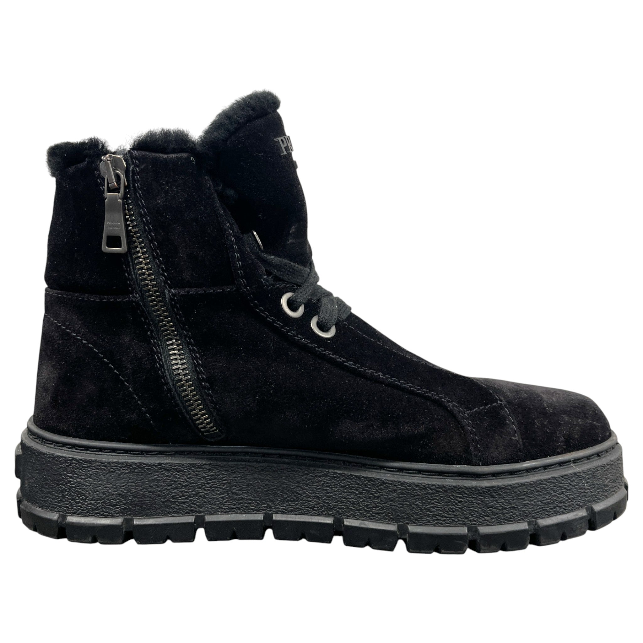 Women's Logo Shearling Boots Black Size EU 37 / UK 4