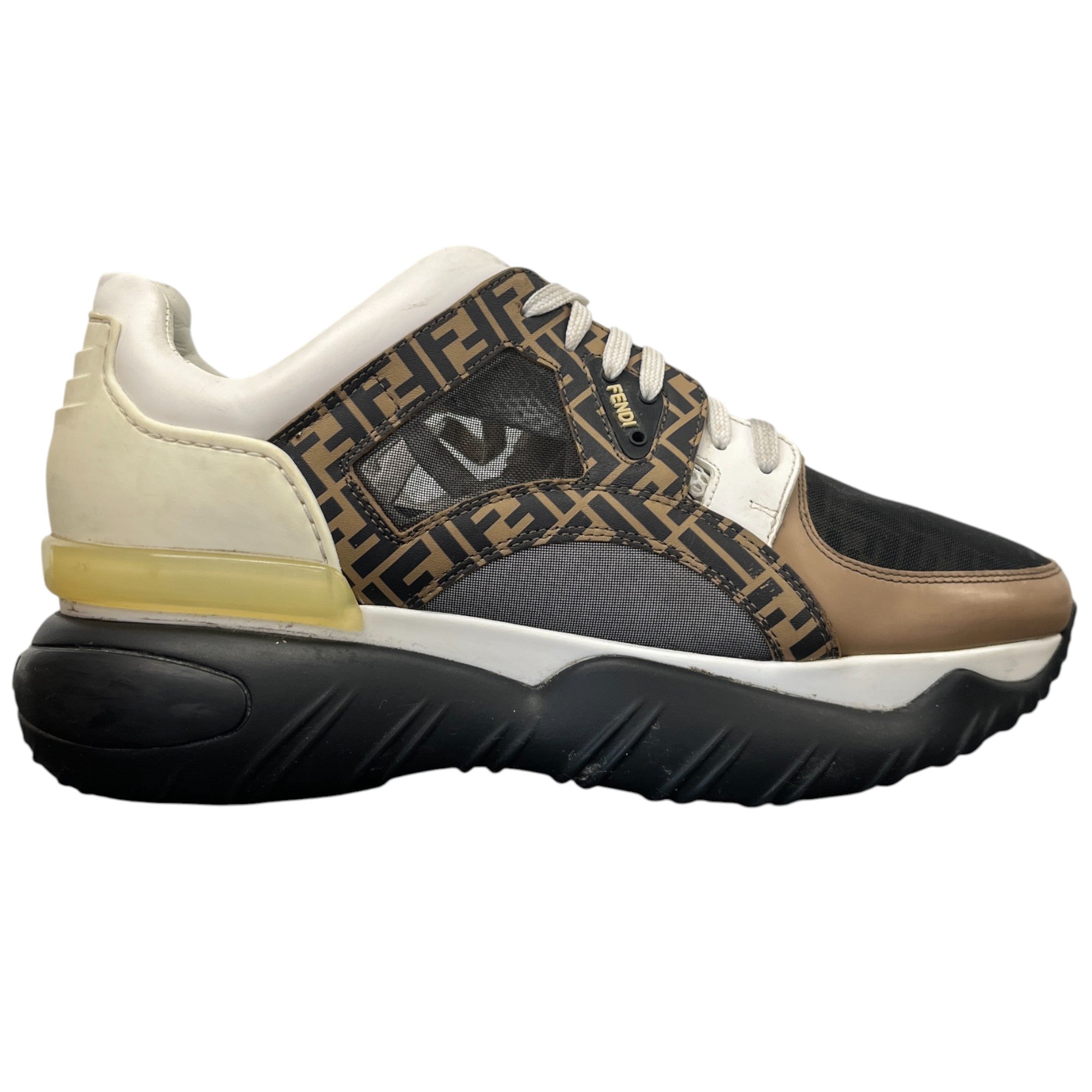 Men's Ff Logo Mesh Low Trainers White Size EU 42 / UK 8