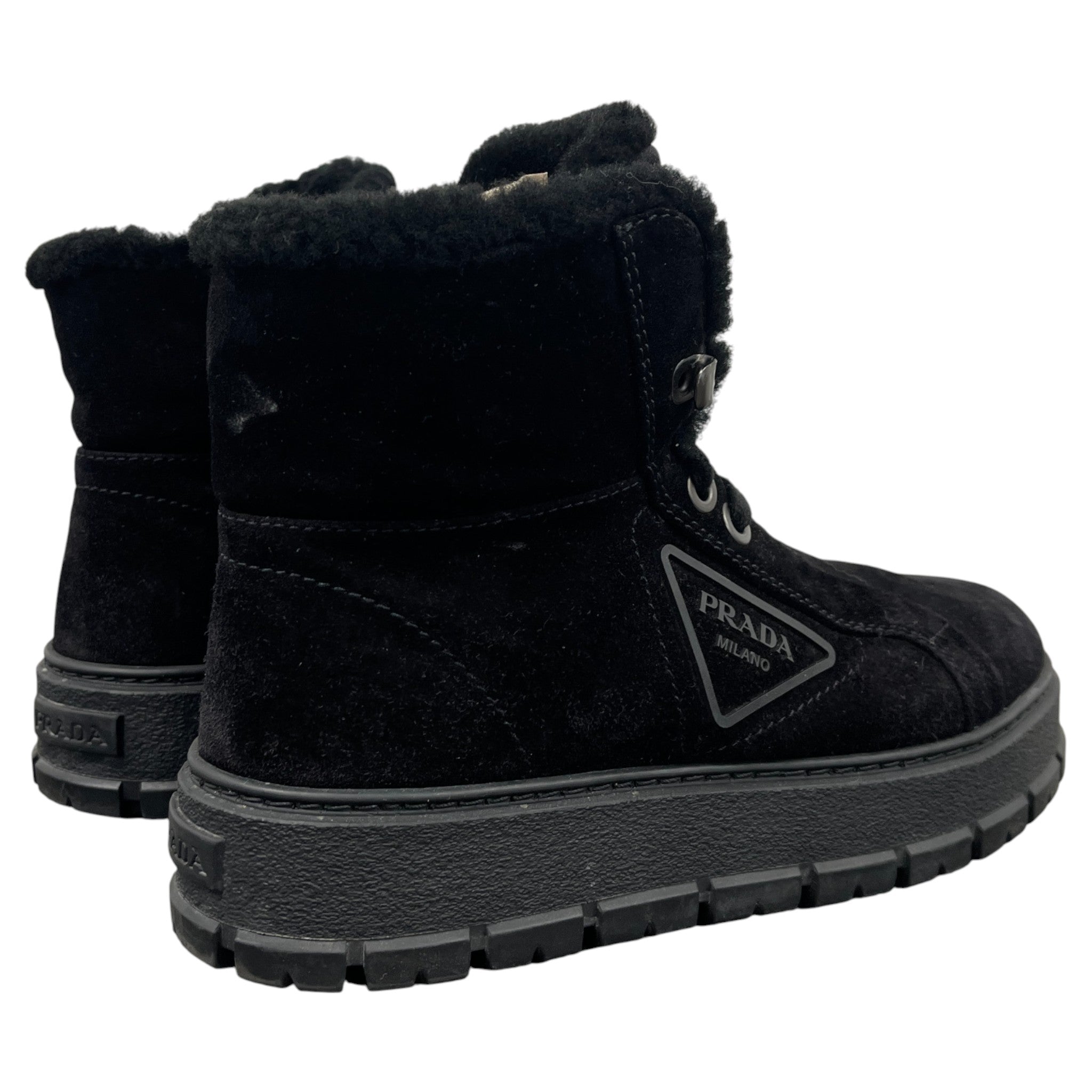 Women's Logo Shearling Boots Black Size EU 37 / UK 4