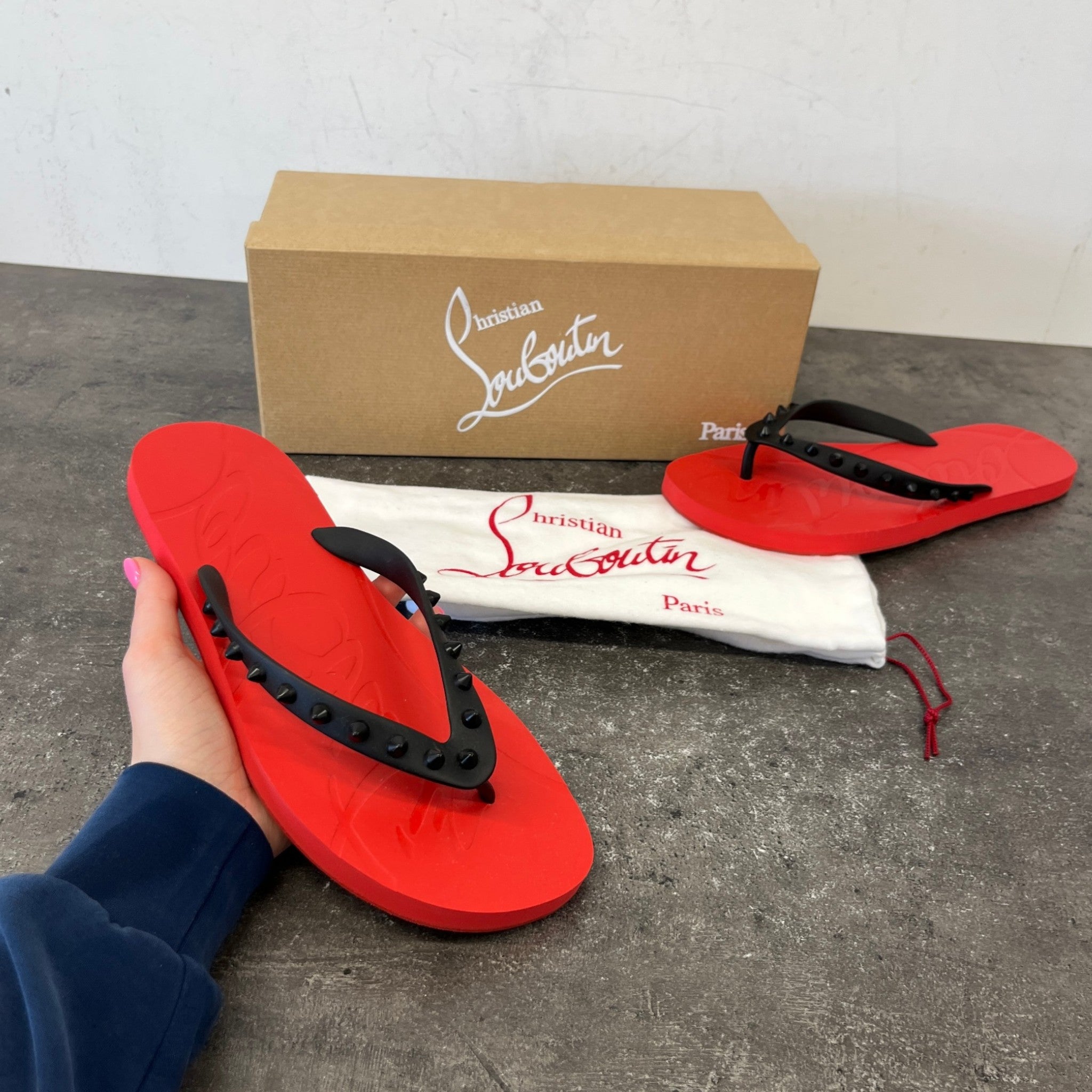 Women's Loubi Flip Studded Sandals Red Size EU 40 / UK 7