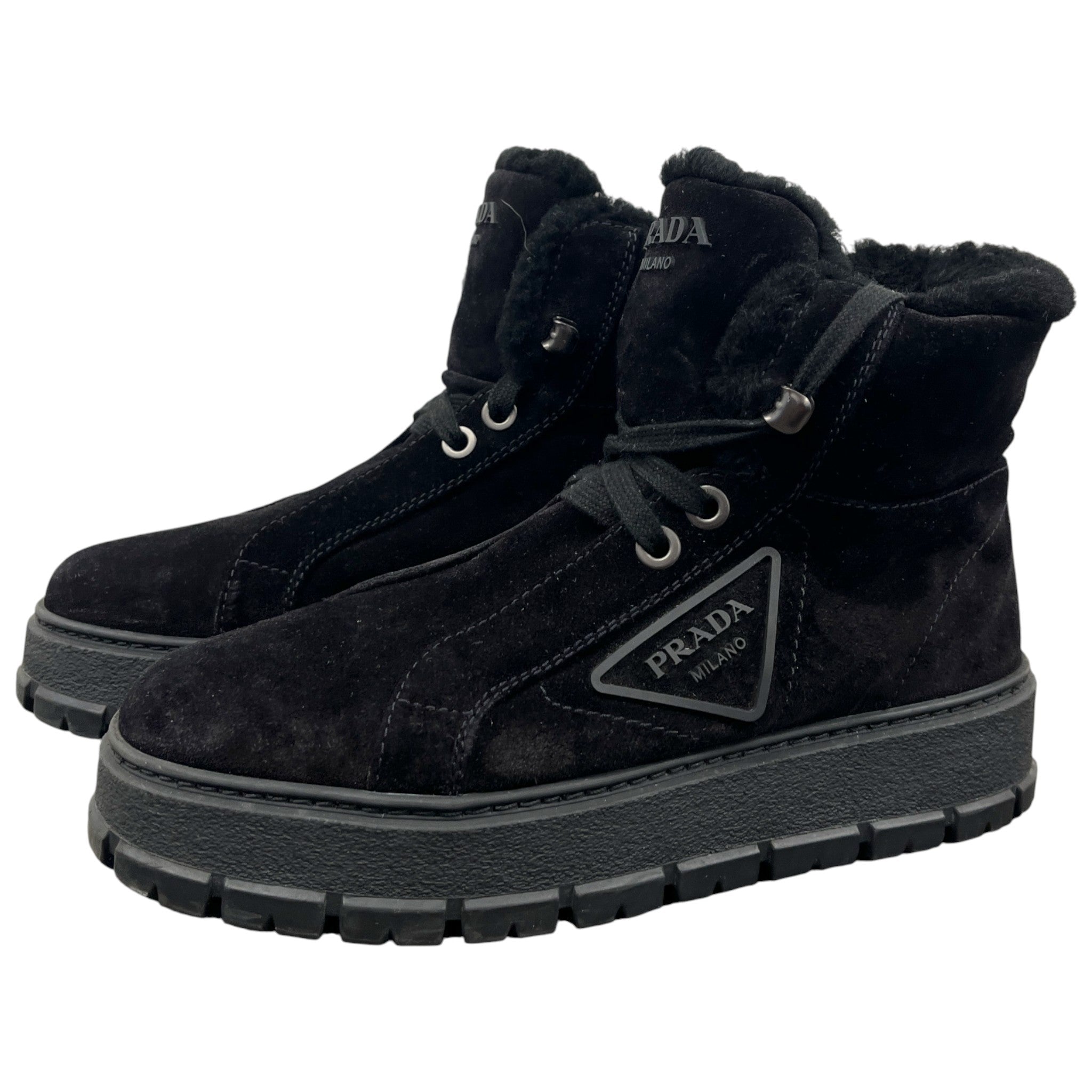 Women's Logo Shearling Boots Black Size EU 37 / UK 4