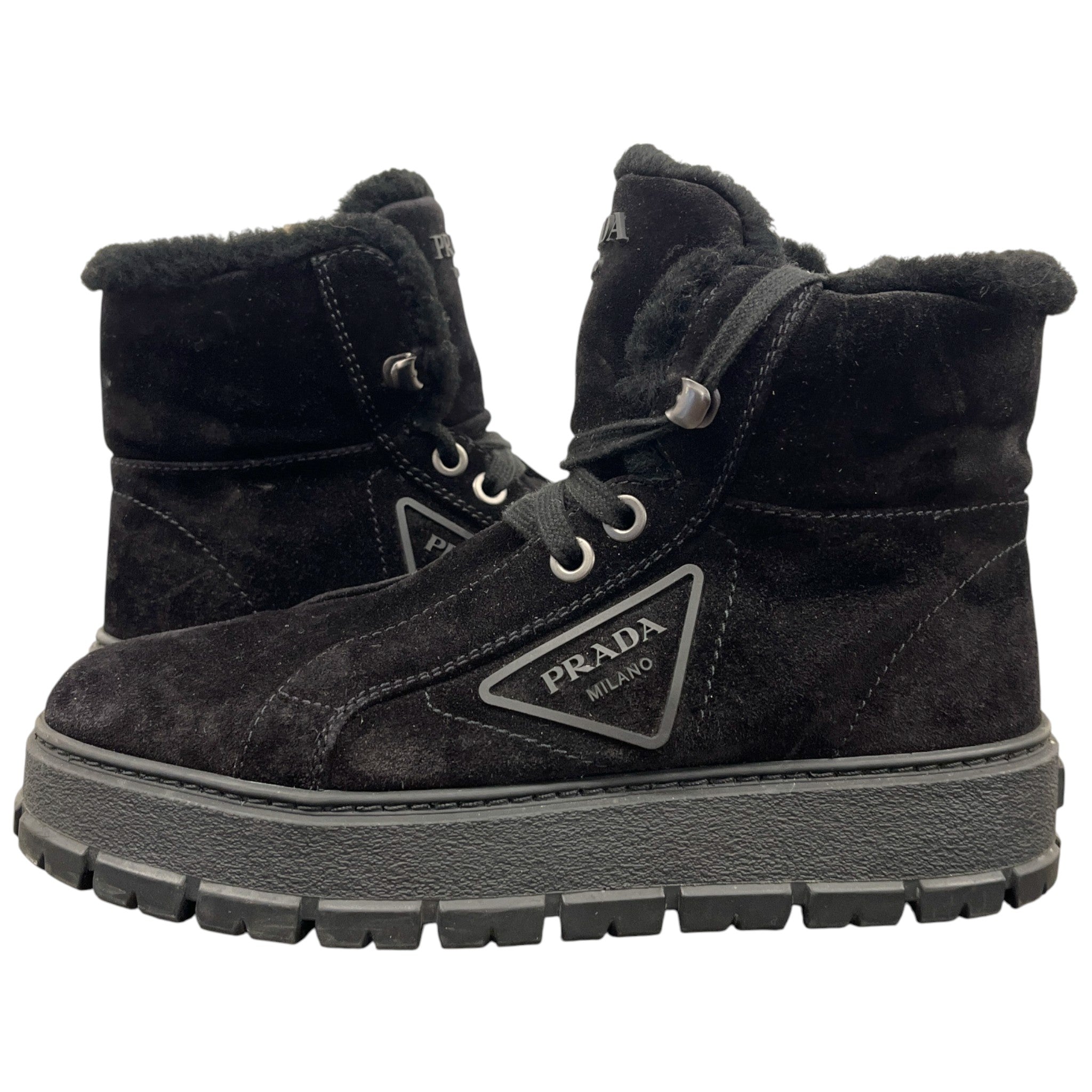 Women's Logo Shearling Boots Black Size EU 37 / UK 4