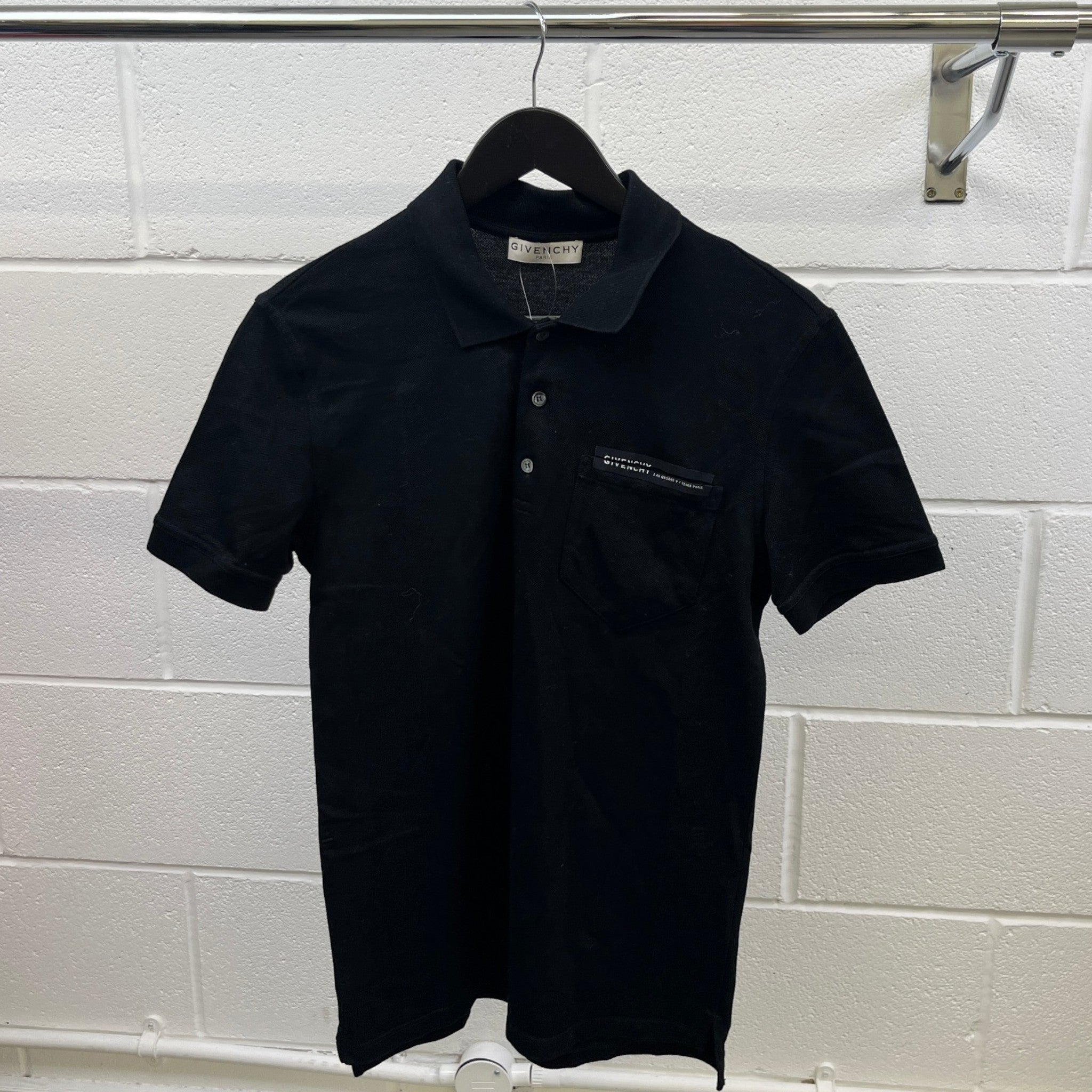 Men's Pocket Logo Polo Shirt Black Size S