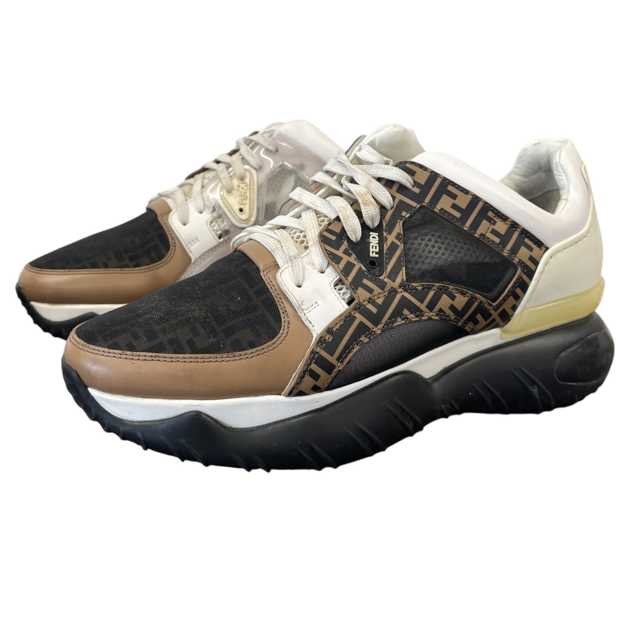 Men's Ff Logo Mesh Low Trainers White Size EU 42 / UK 8