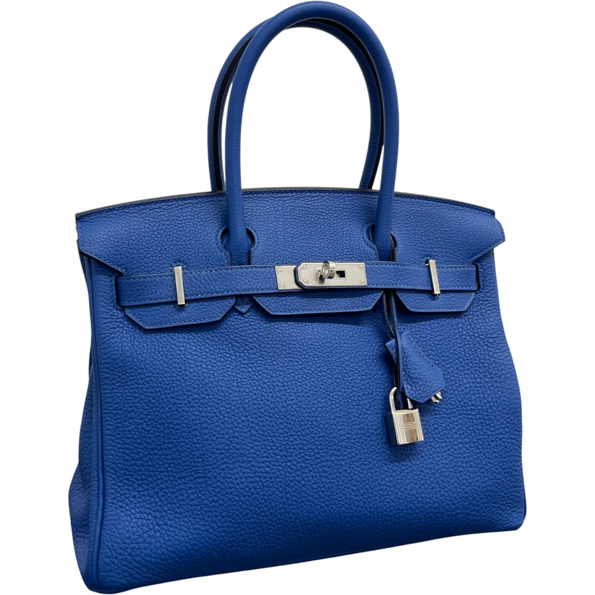 Women's Birkin 30 Clemence Leather Phw Handbag Blue
