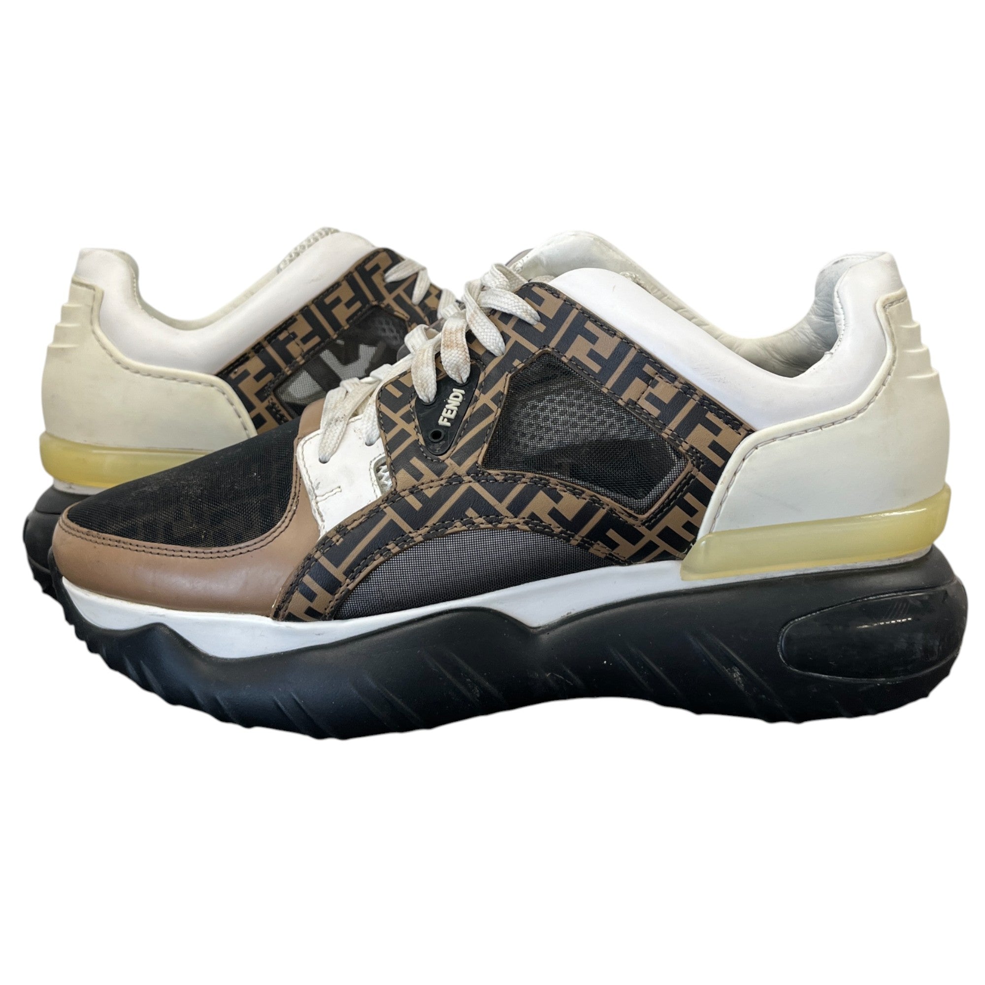 Men's Ff Logo Mesh Low Trainers White Size EU 42 / UK 8