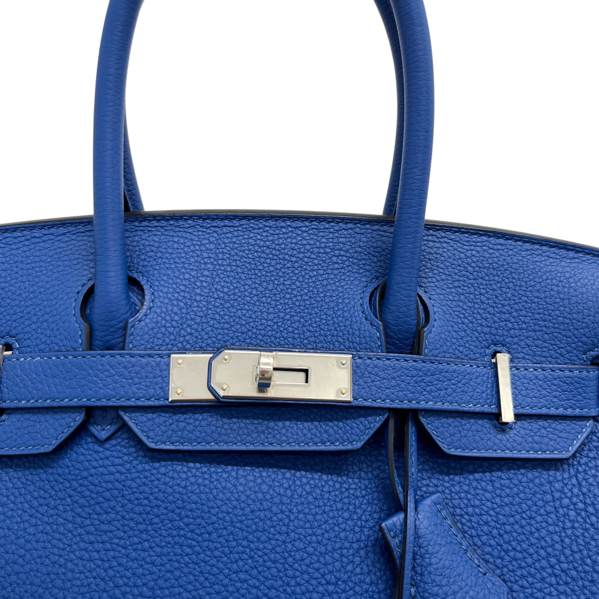 Women's Birkin 30 Clemence Leather Phw Handbag Blue