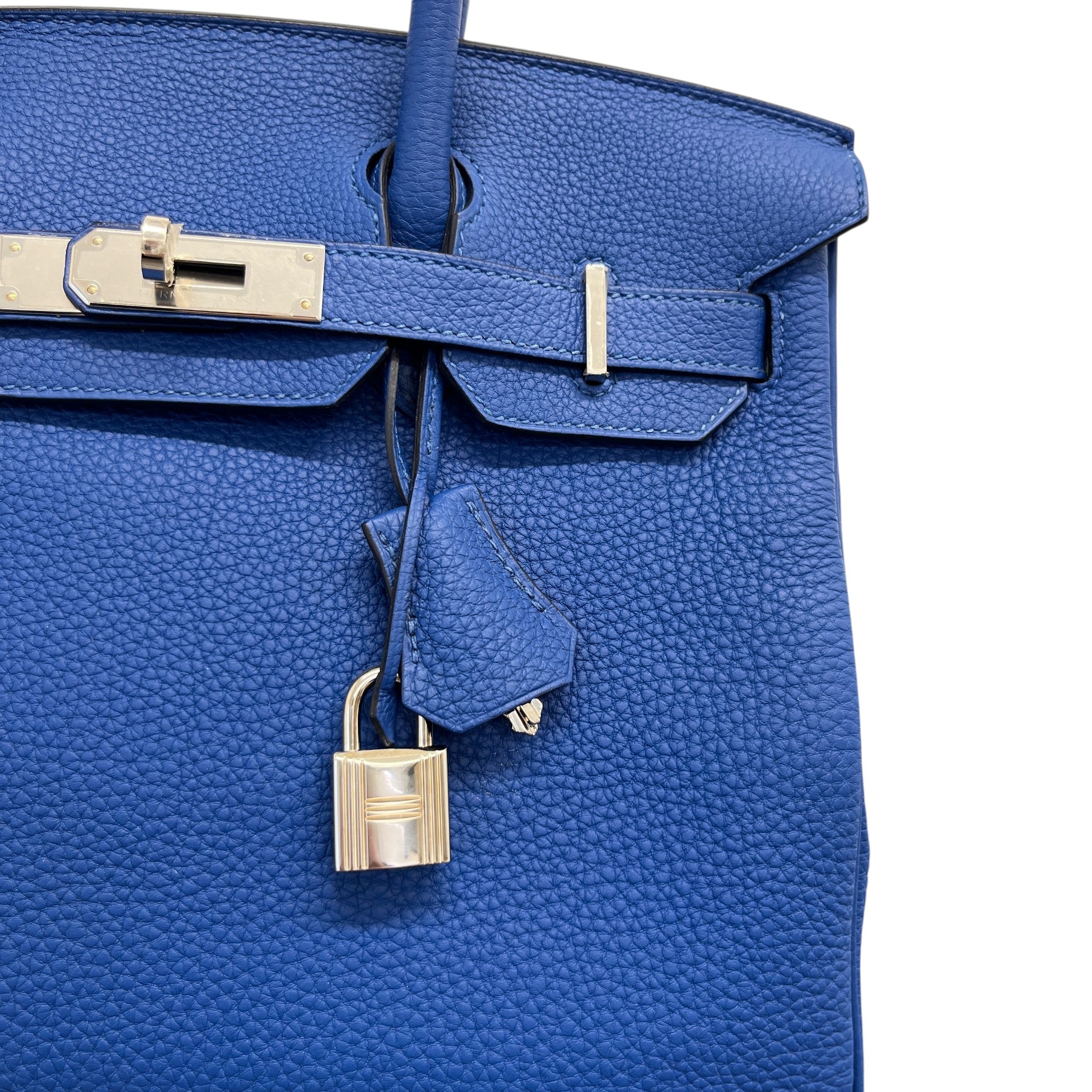 Women's Birkin 30 Clemence Leather Phw Handbag Blue