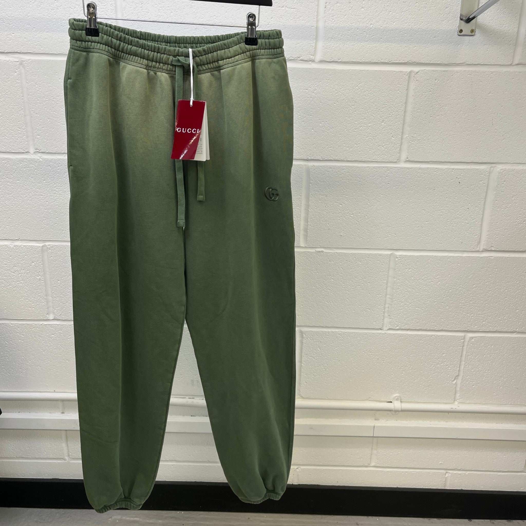 Men's Embroidered Logo Joggers Green Size M