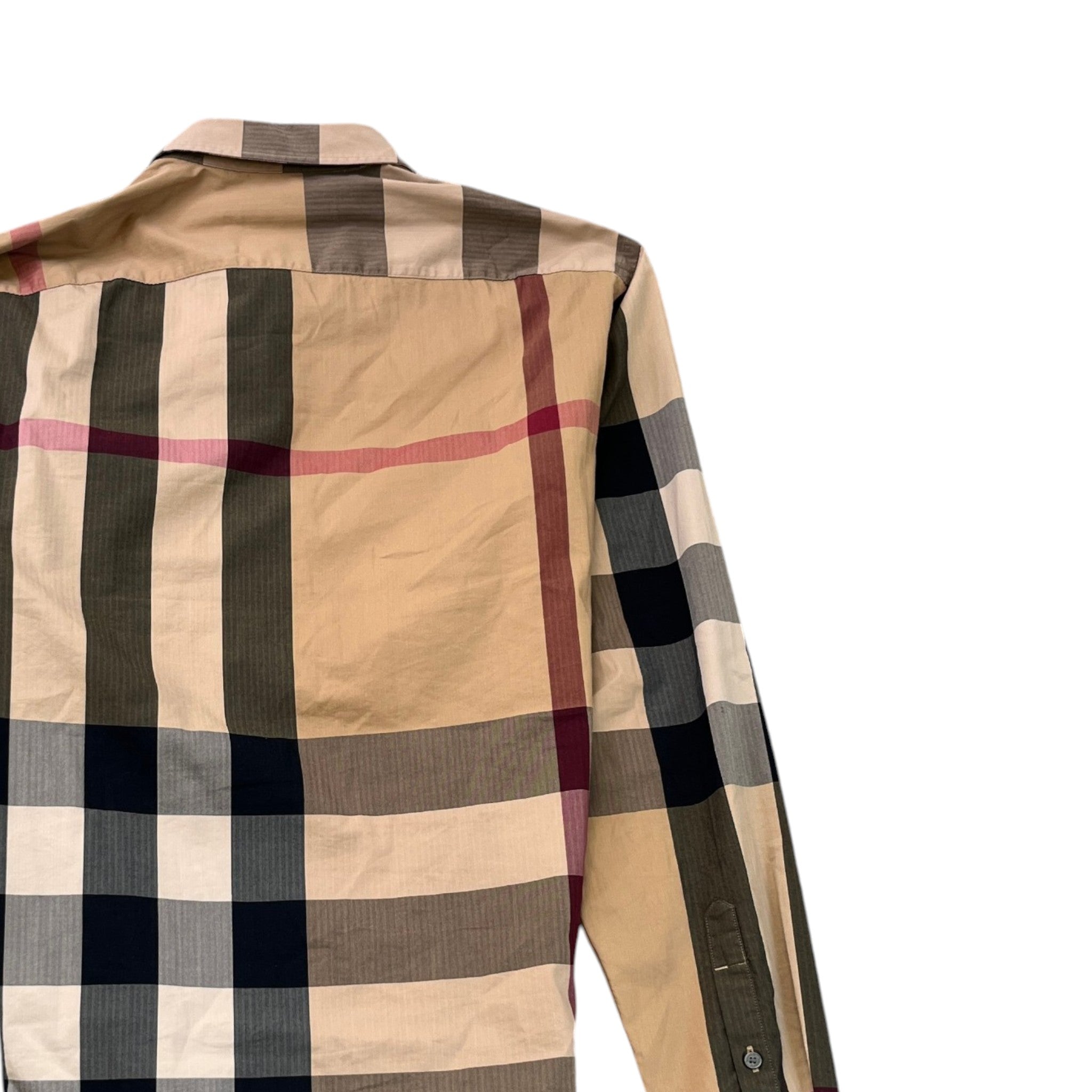 Men's Checkered Short Sleeve Shirt Beige Size S