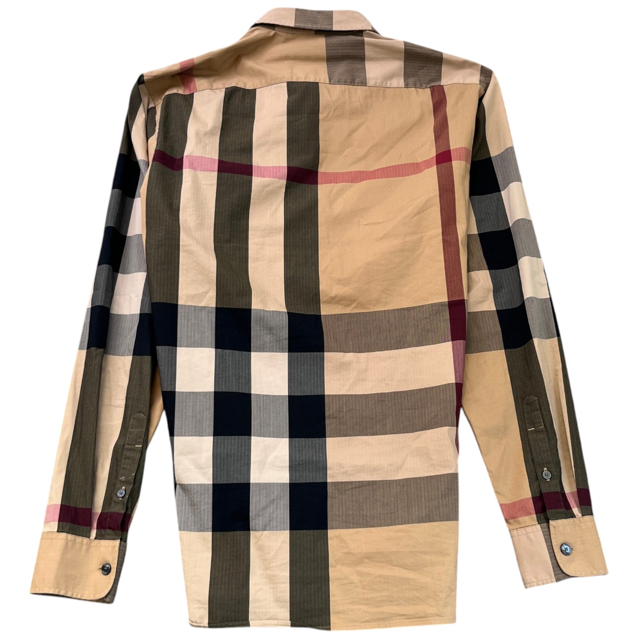 Men's Checkered Short Sleeve Shirt Beige Size S