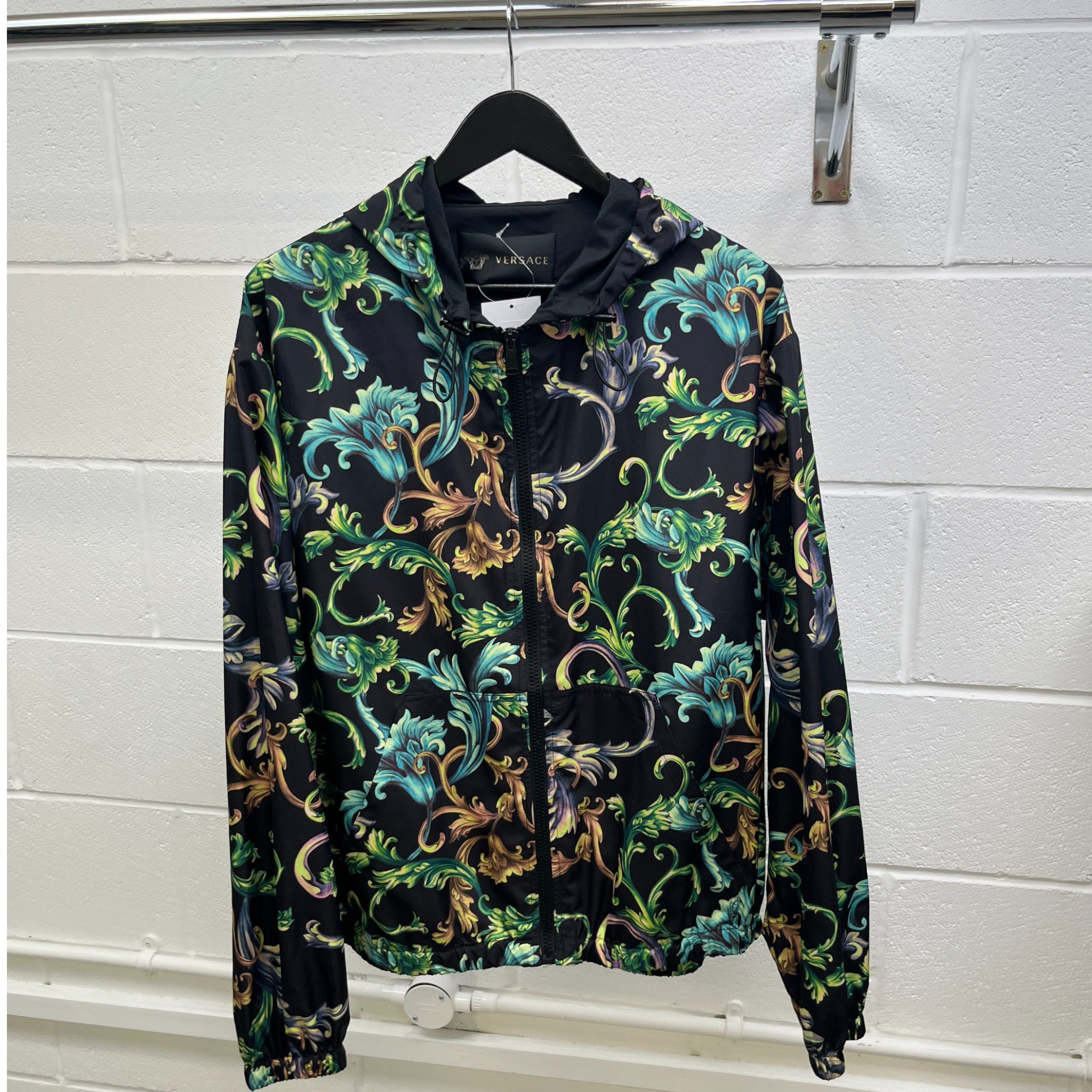 Men's Baroque Print Windbreaker Black Size IT 50 / L