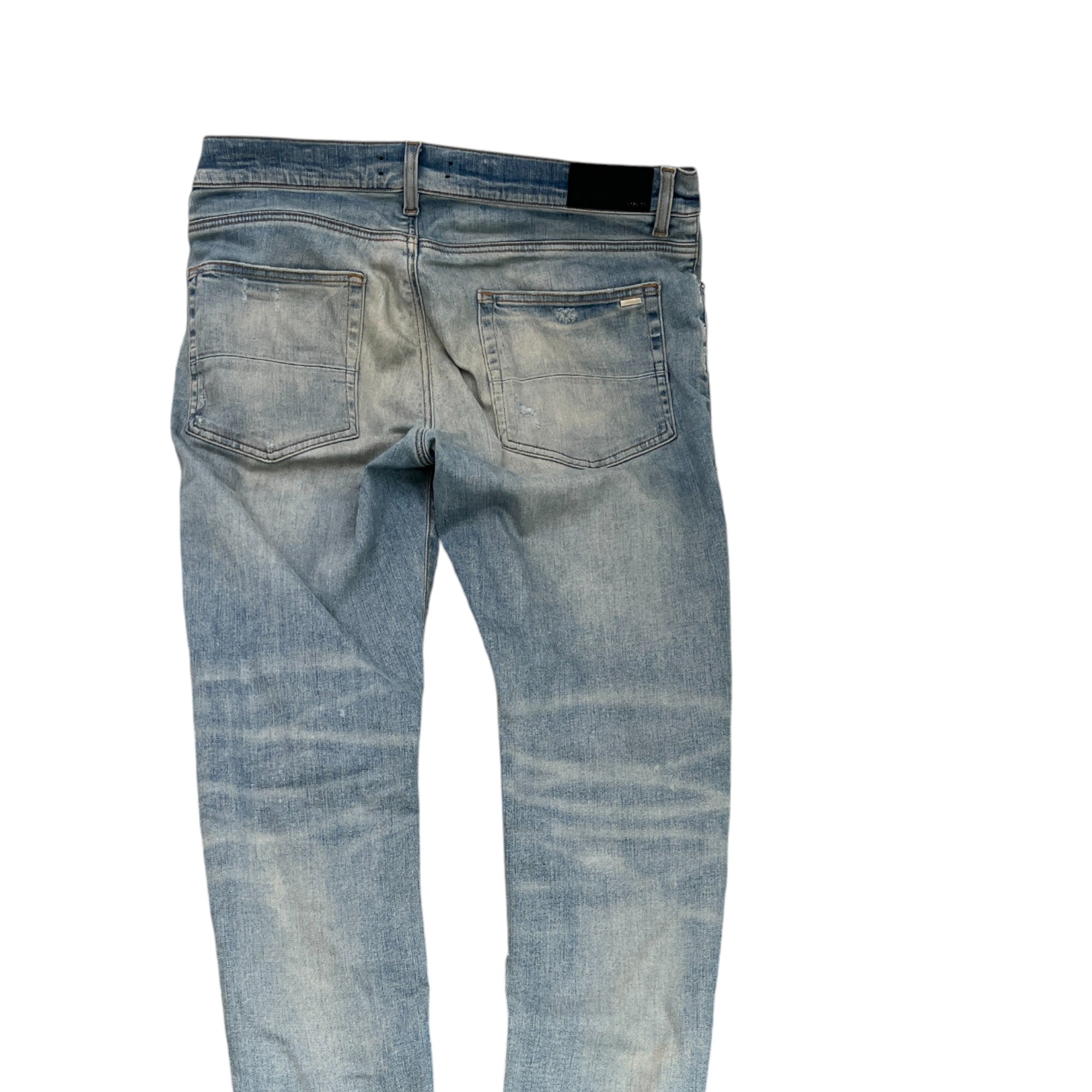 Men's Mx1 Distressed Flannel Jeans Blue Size Waist 36"