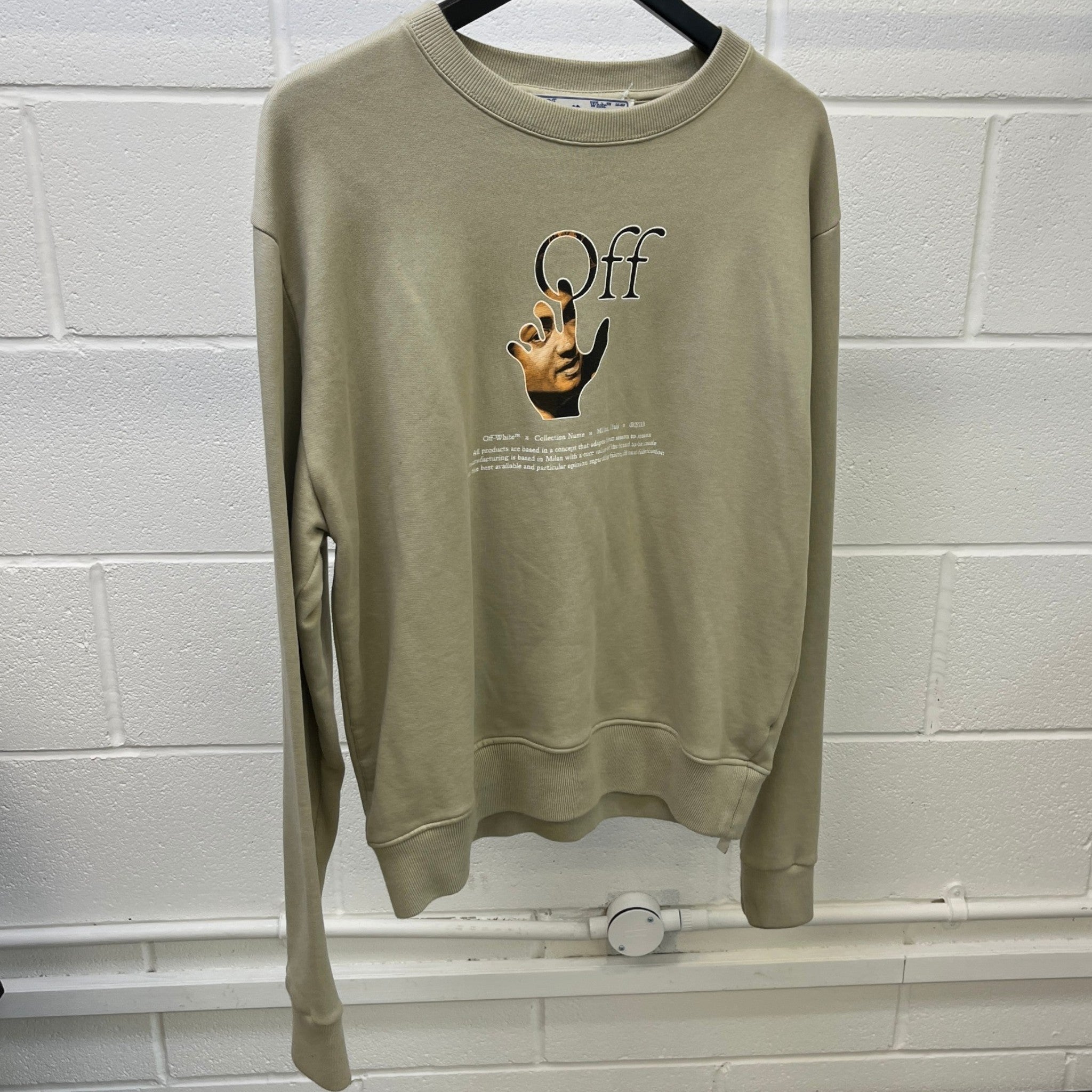 Men's Logo Print Sweatshirt Beige Size M