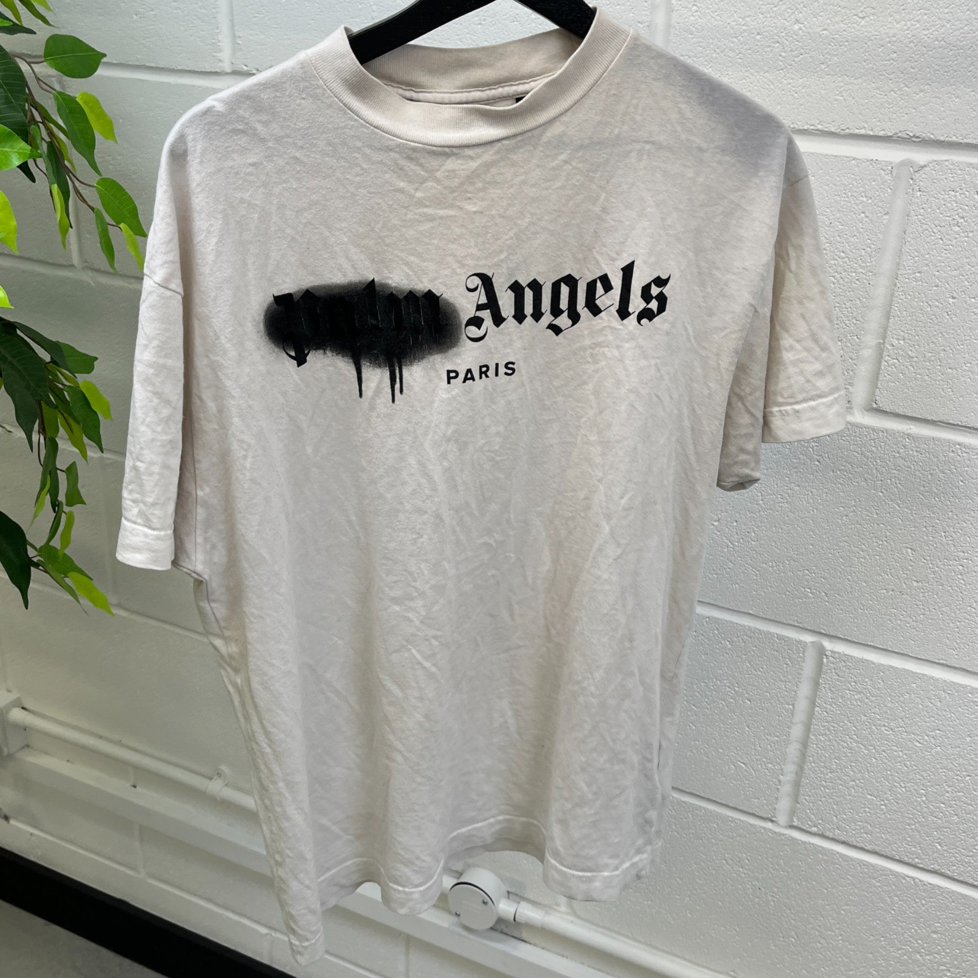 Men's Spray Logo Print T-Shirt White Size S