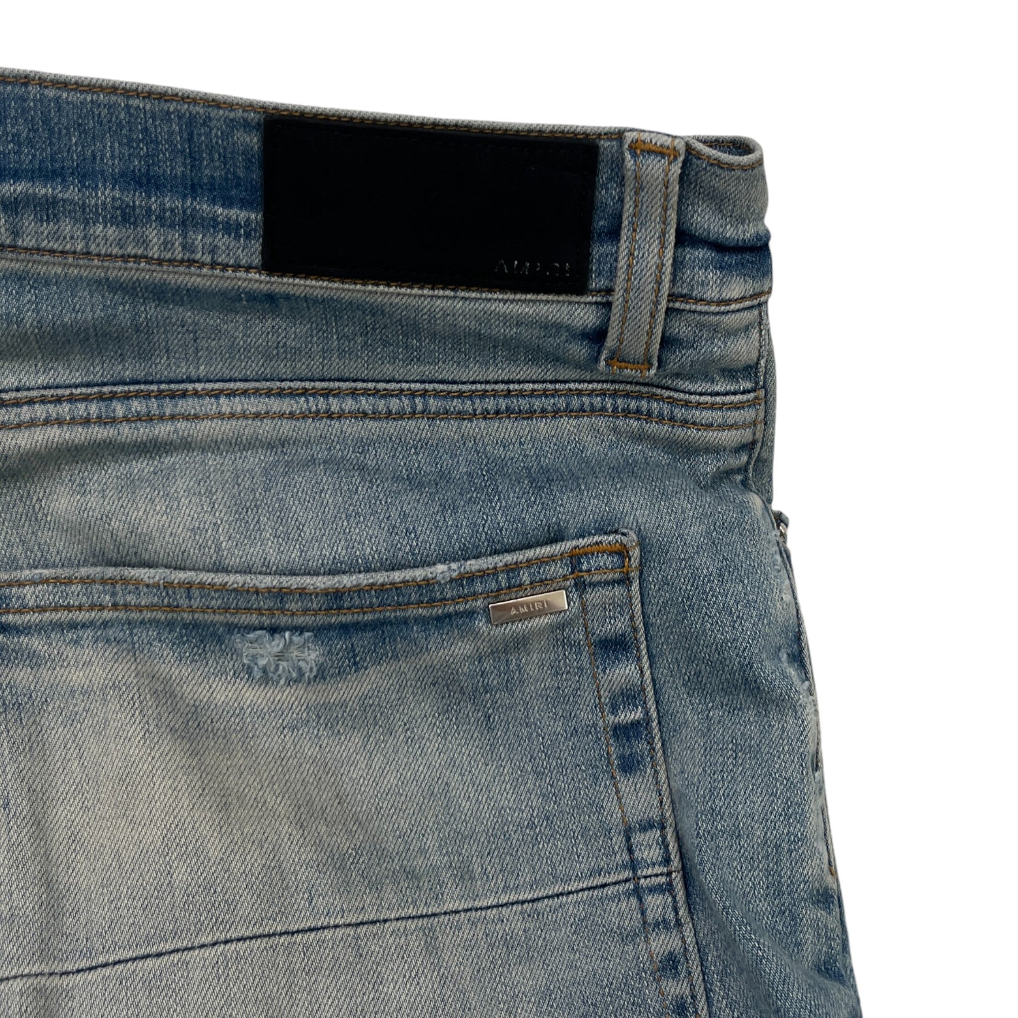 Men's Mx1 Distressed Flannel Jeans Blue Size Waist 36"