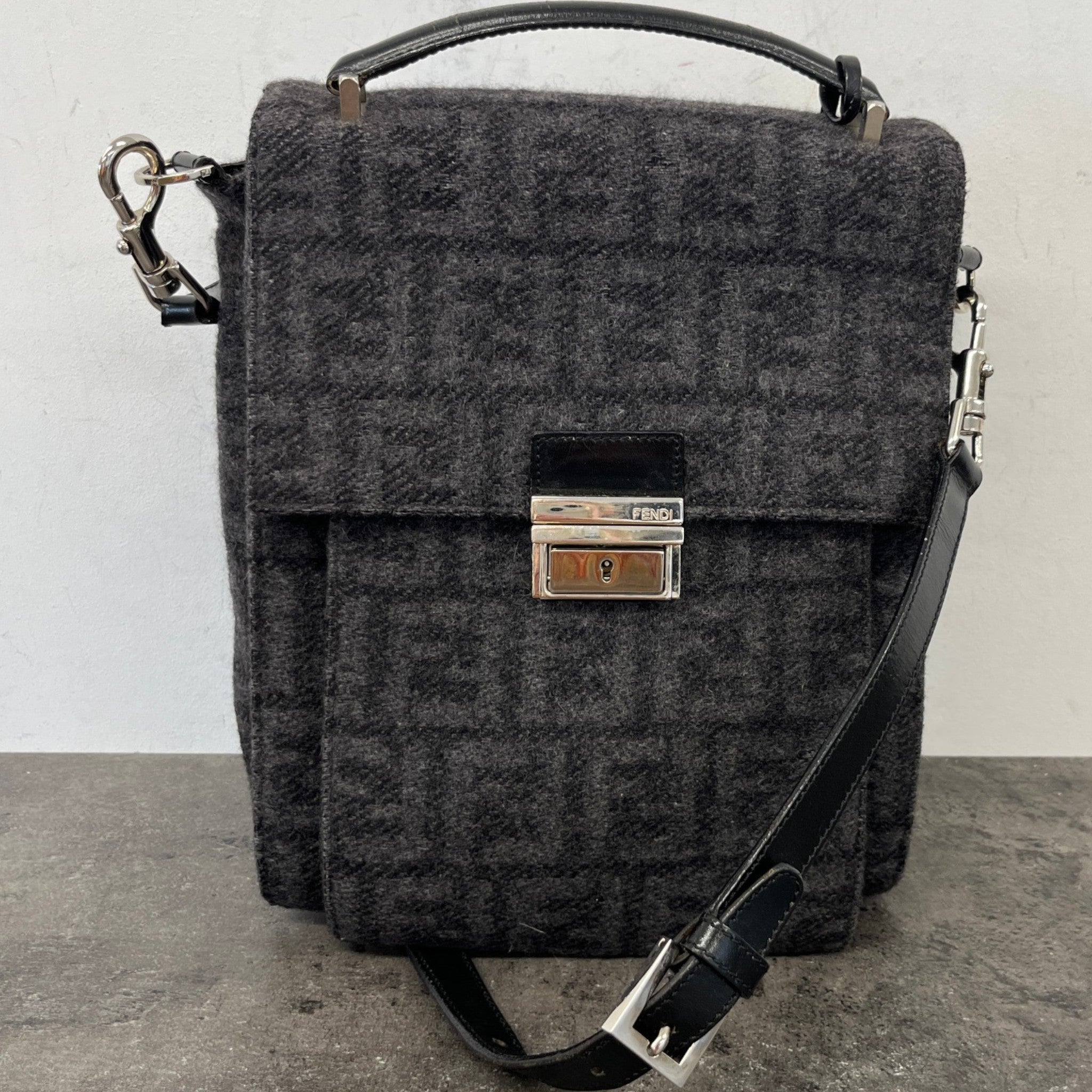 Women's Ff Monogram Messenger Bag Grey