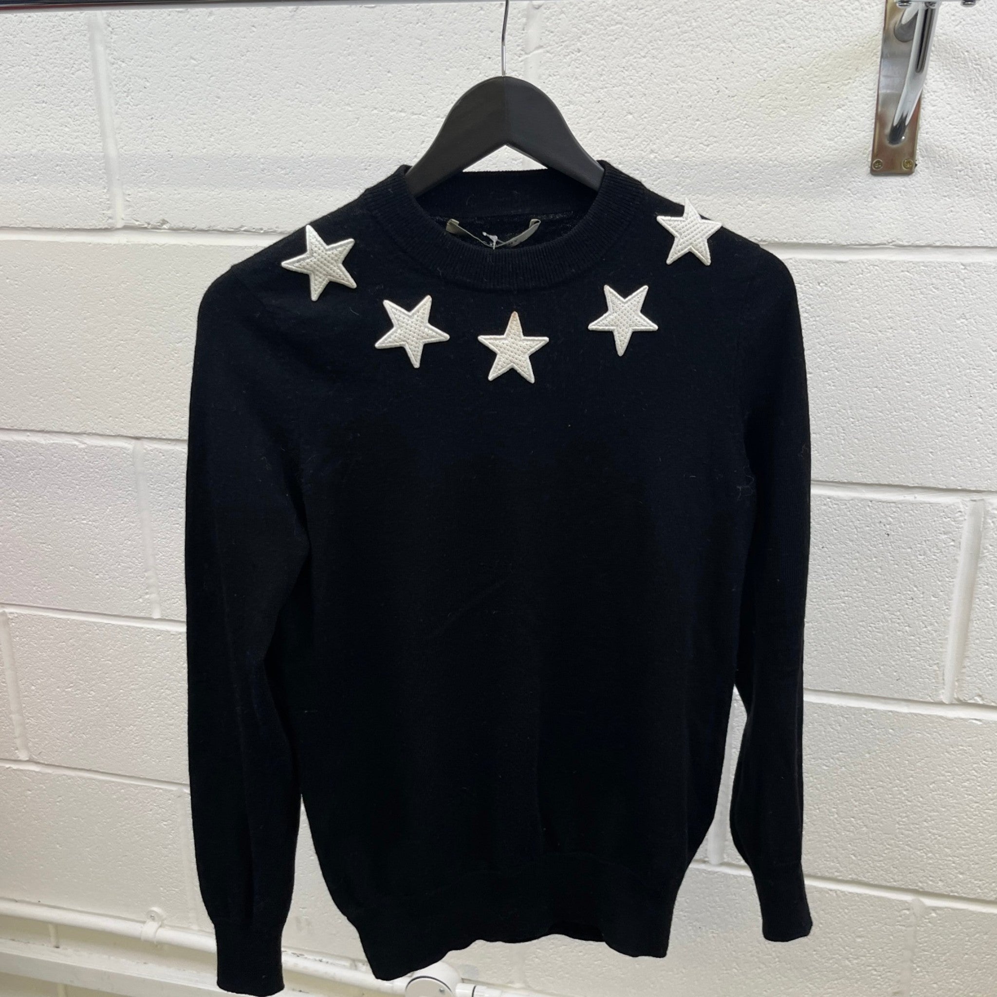 Men's Star Embroidered Jumper Black Size XS