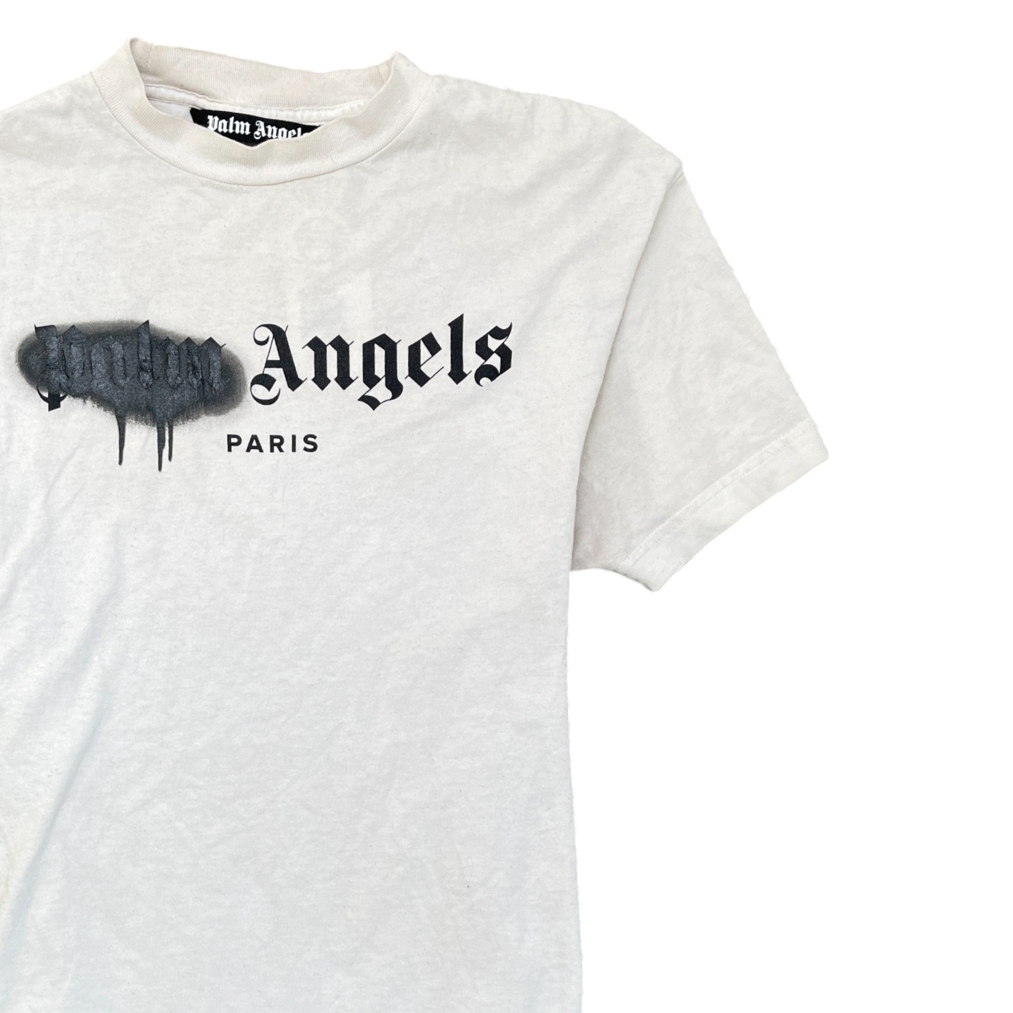 Men's Spray Logo Print T-Shirt White Size S