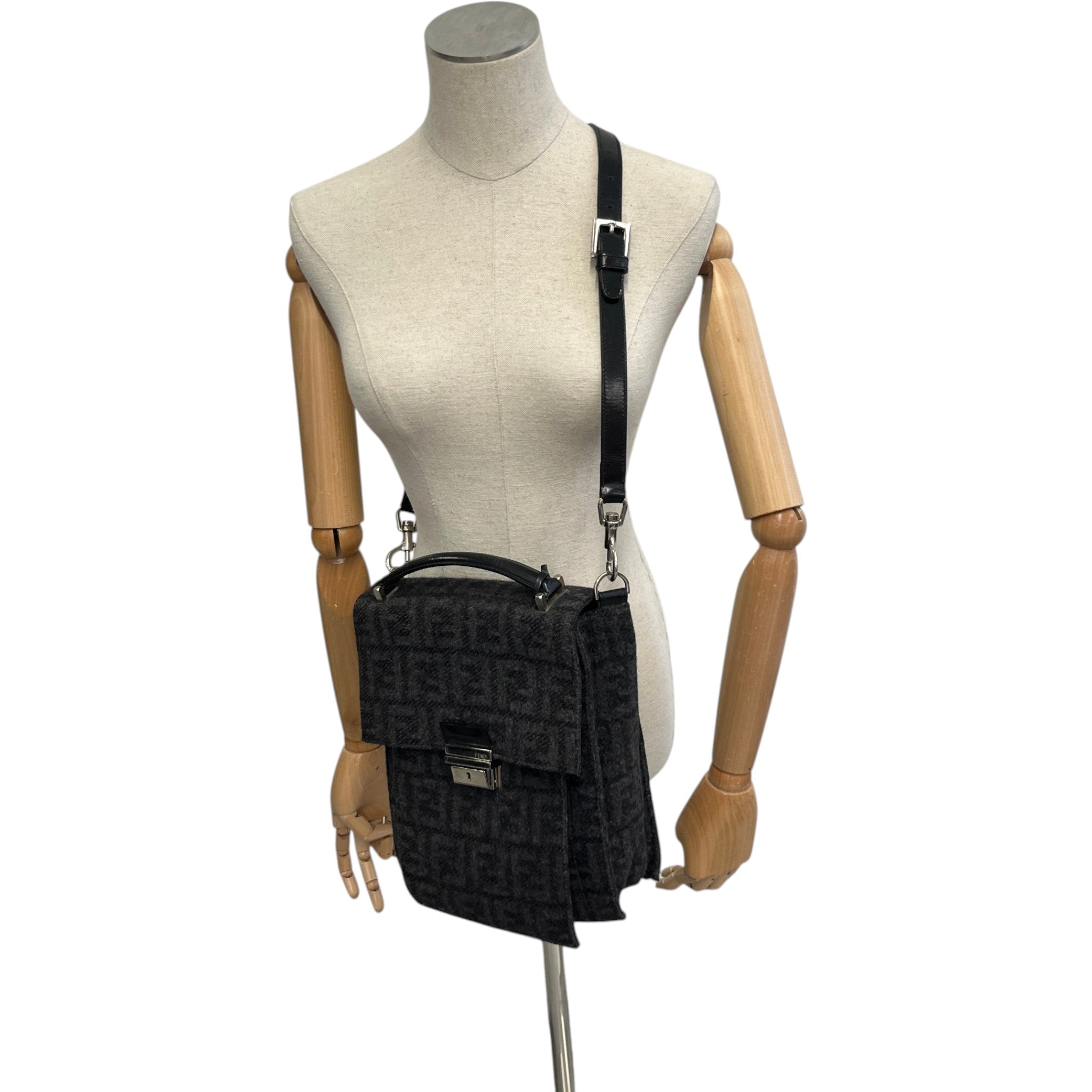 Women's Ff Monogram Messenger Bag Grey