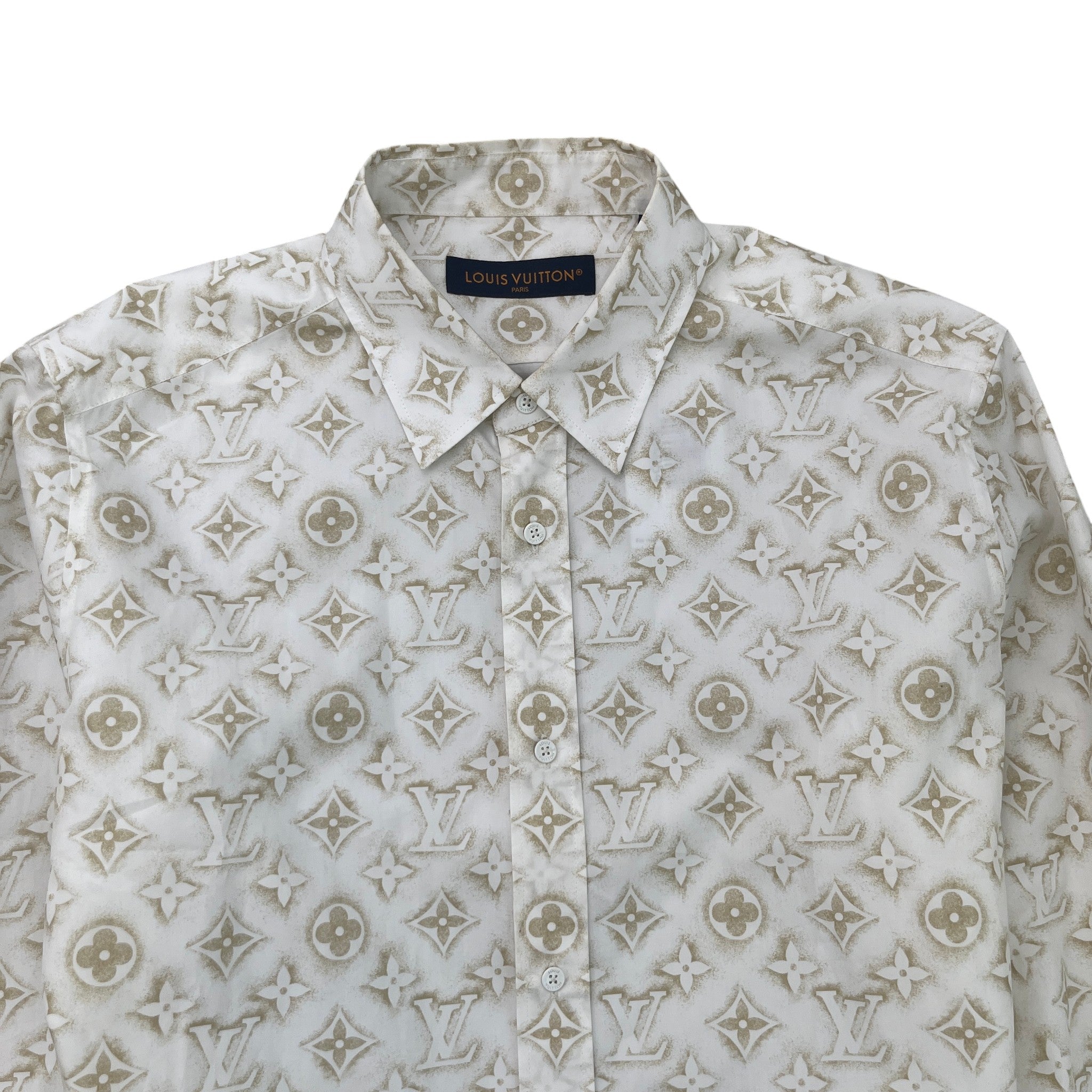 Men's Mahina Monogram Long Sleeve Shirt White Size XL