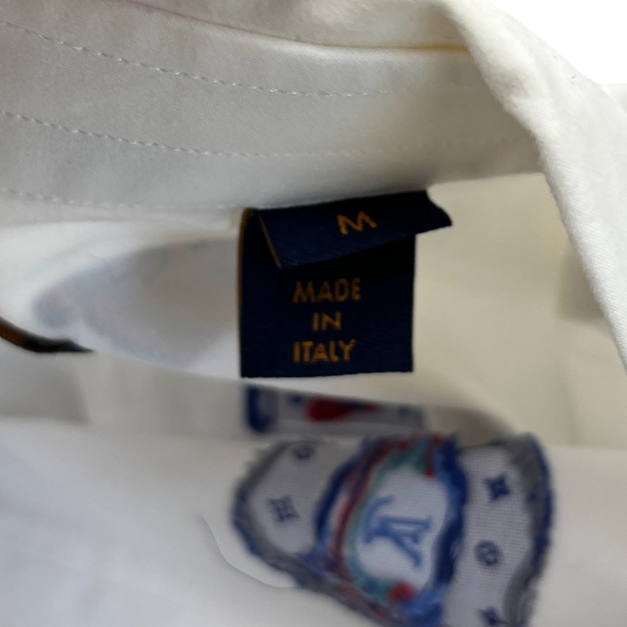 Men's Space Logo Long Sleeve Shirt White Size M