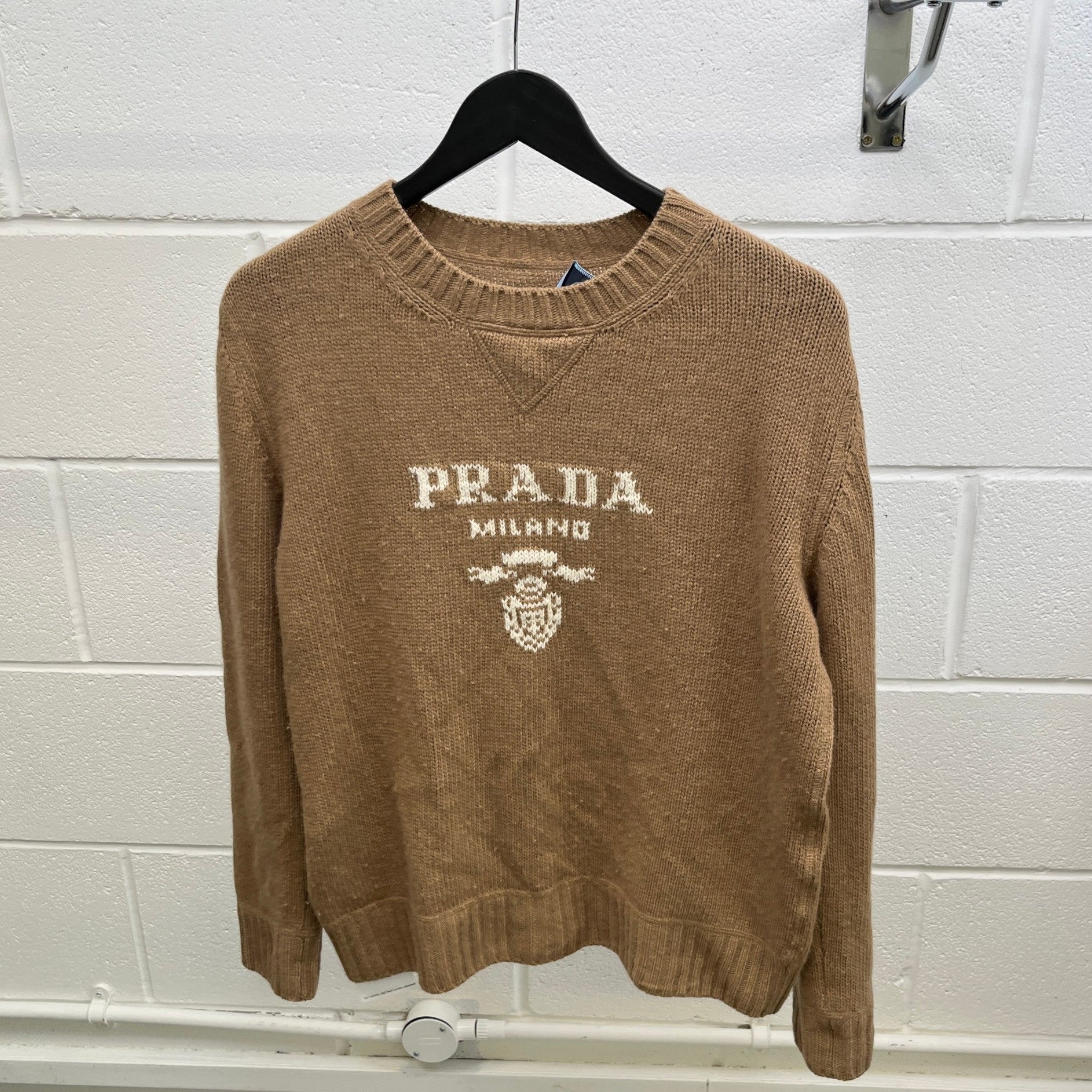 Women's Embroidered Logo Sweatshirt Beige Size S