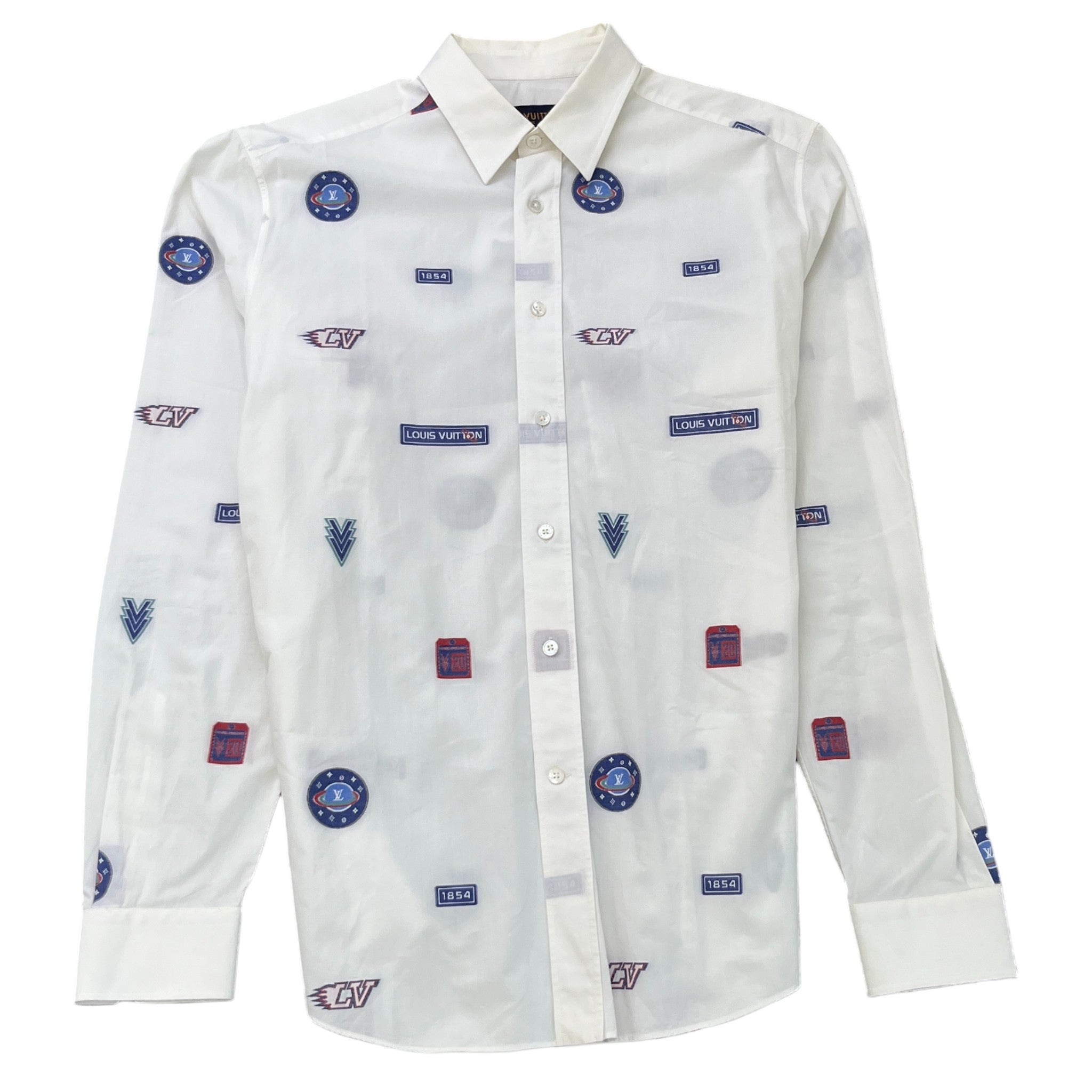 Men's Space Logo Long Sleeve Shirt White Size M