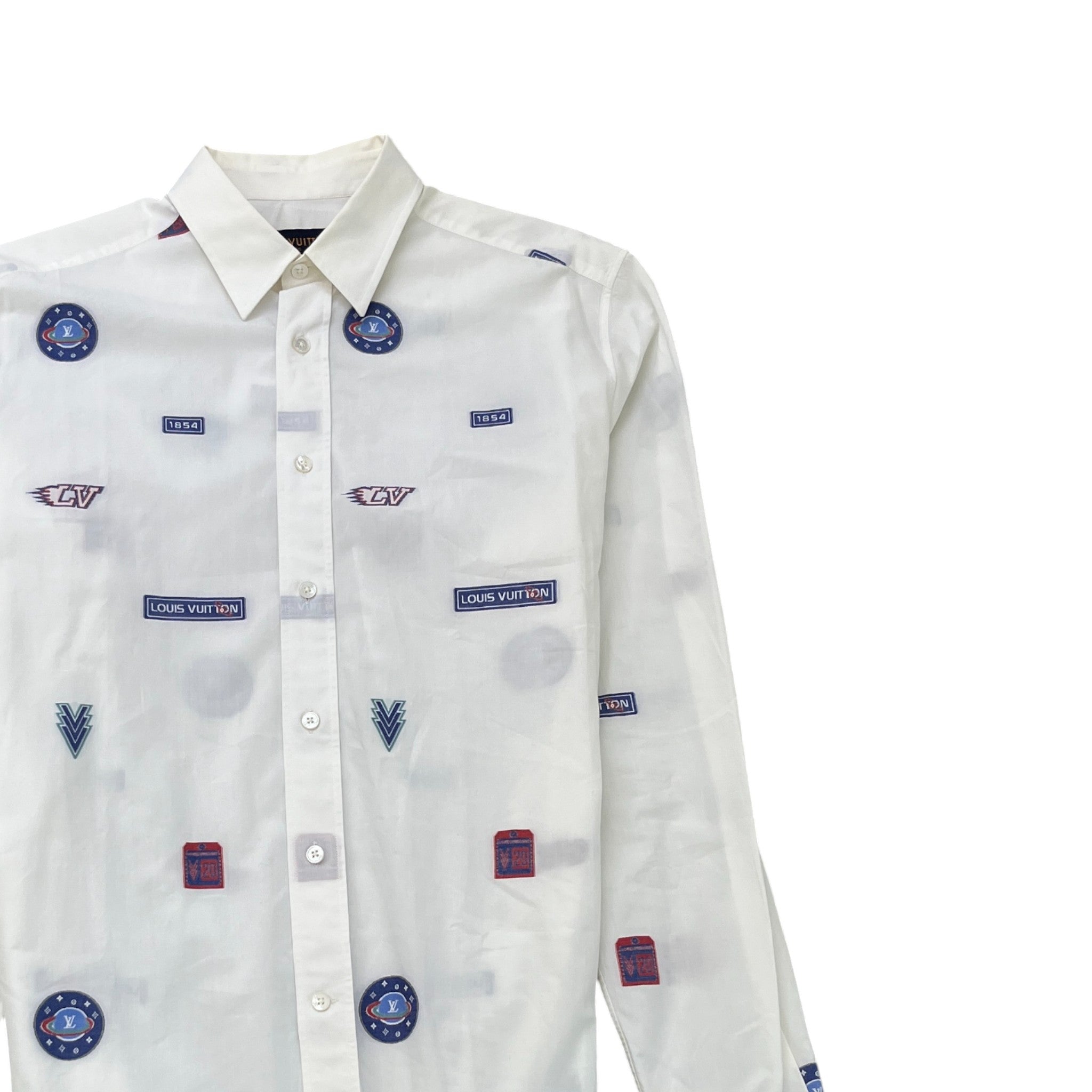 Men's Space Logo Long Sleeve Shirt White Size M