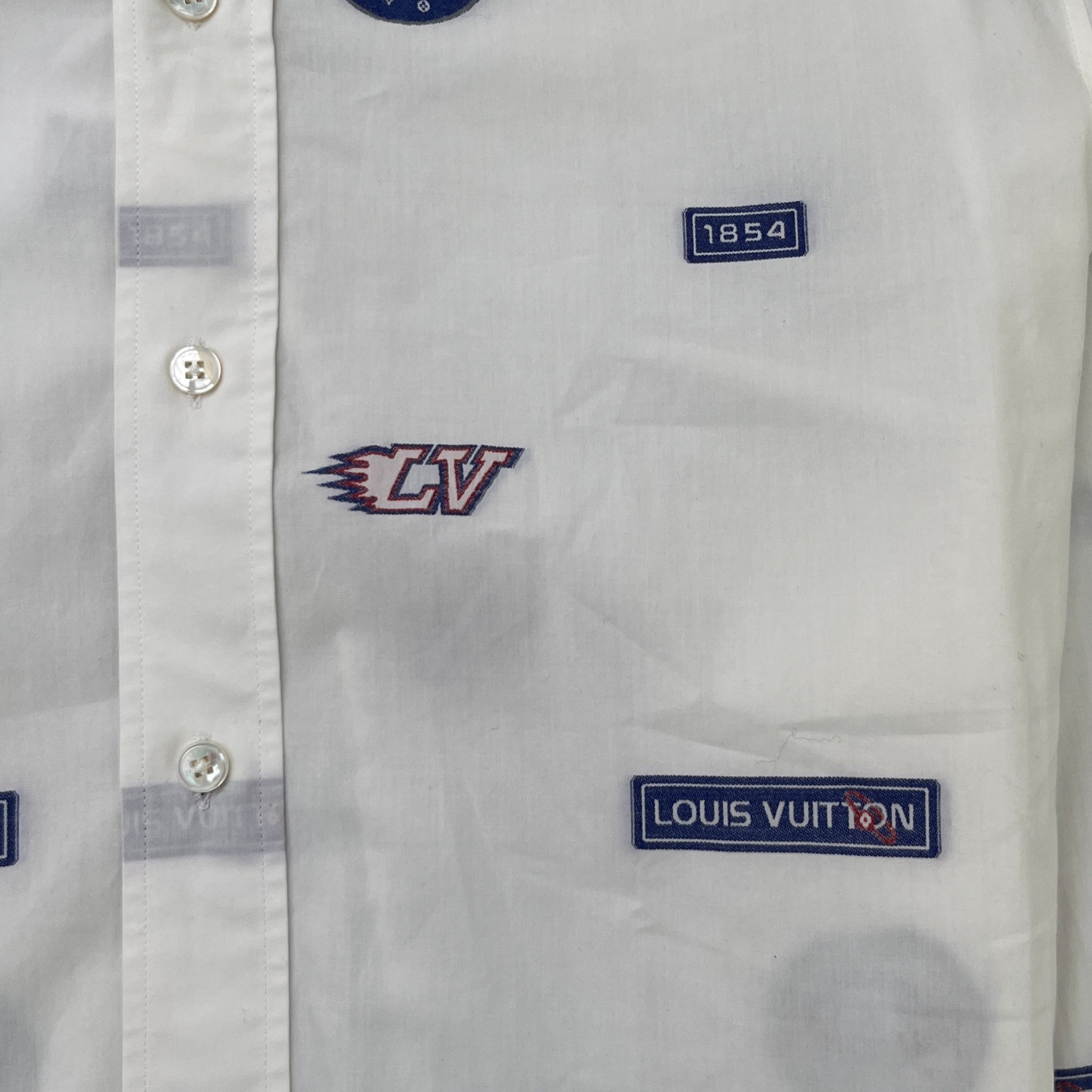 Men's Space Logo Long Sleeve Shirt White Size M