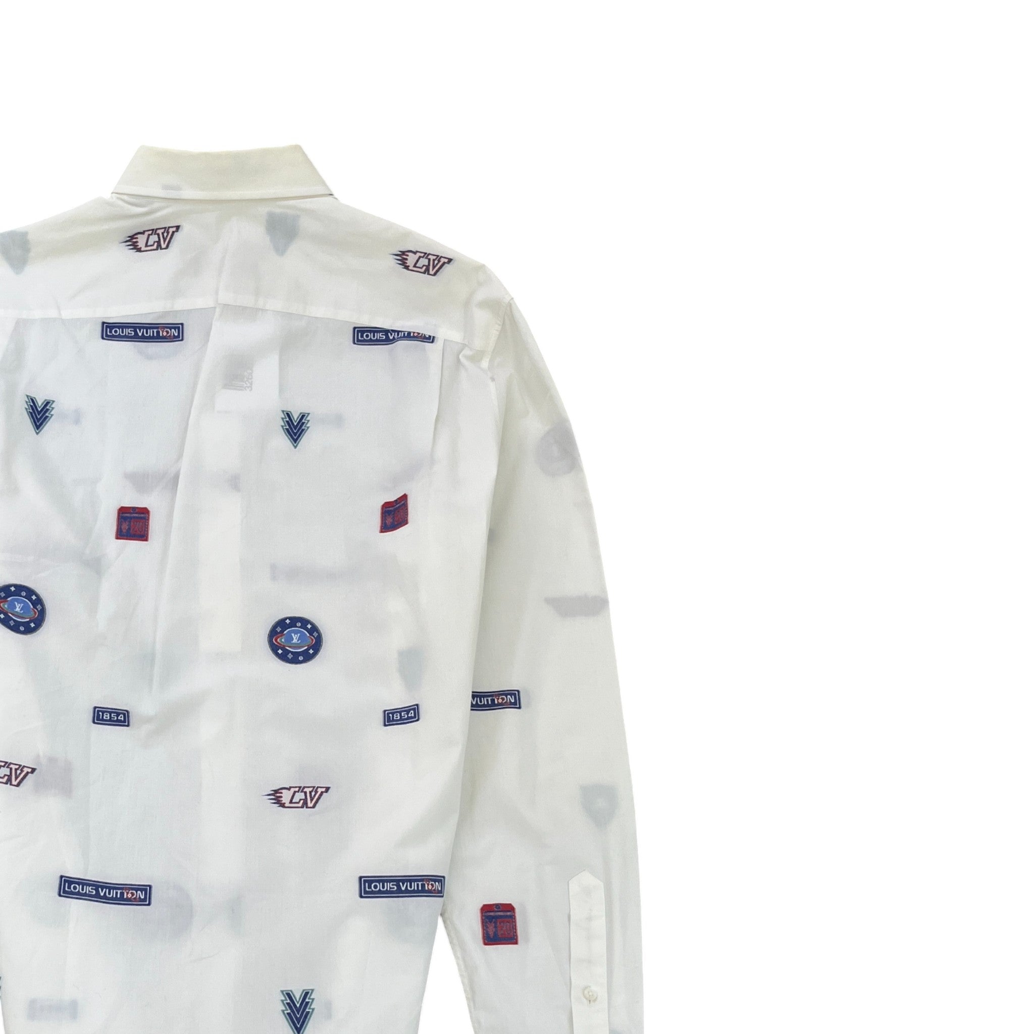 Men's Space Logo Long Sleeve Shirt White Size M