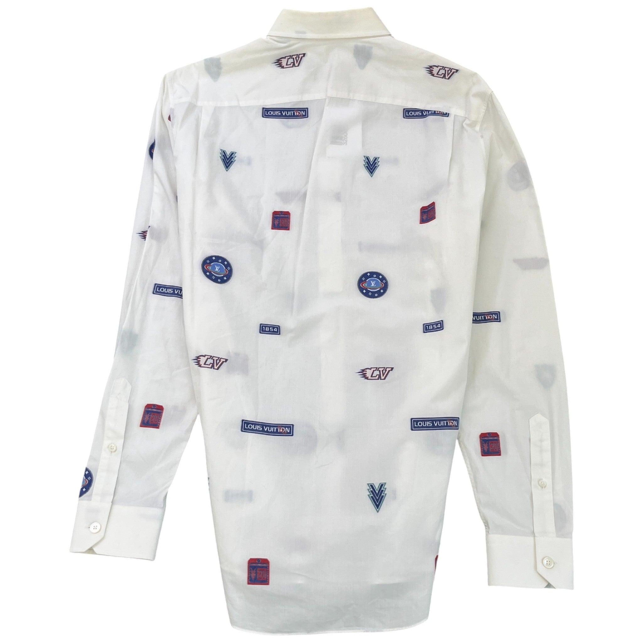 Men's Space Logo Long Sleeve Shirt White Size M