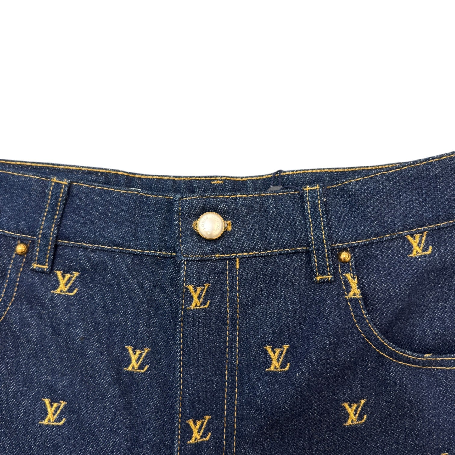 Men's Embroidered Signature Ss24 Shorts Blue Size Waist 32"
