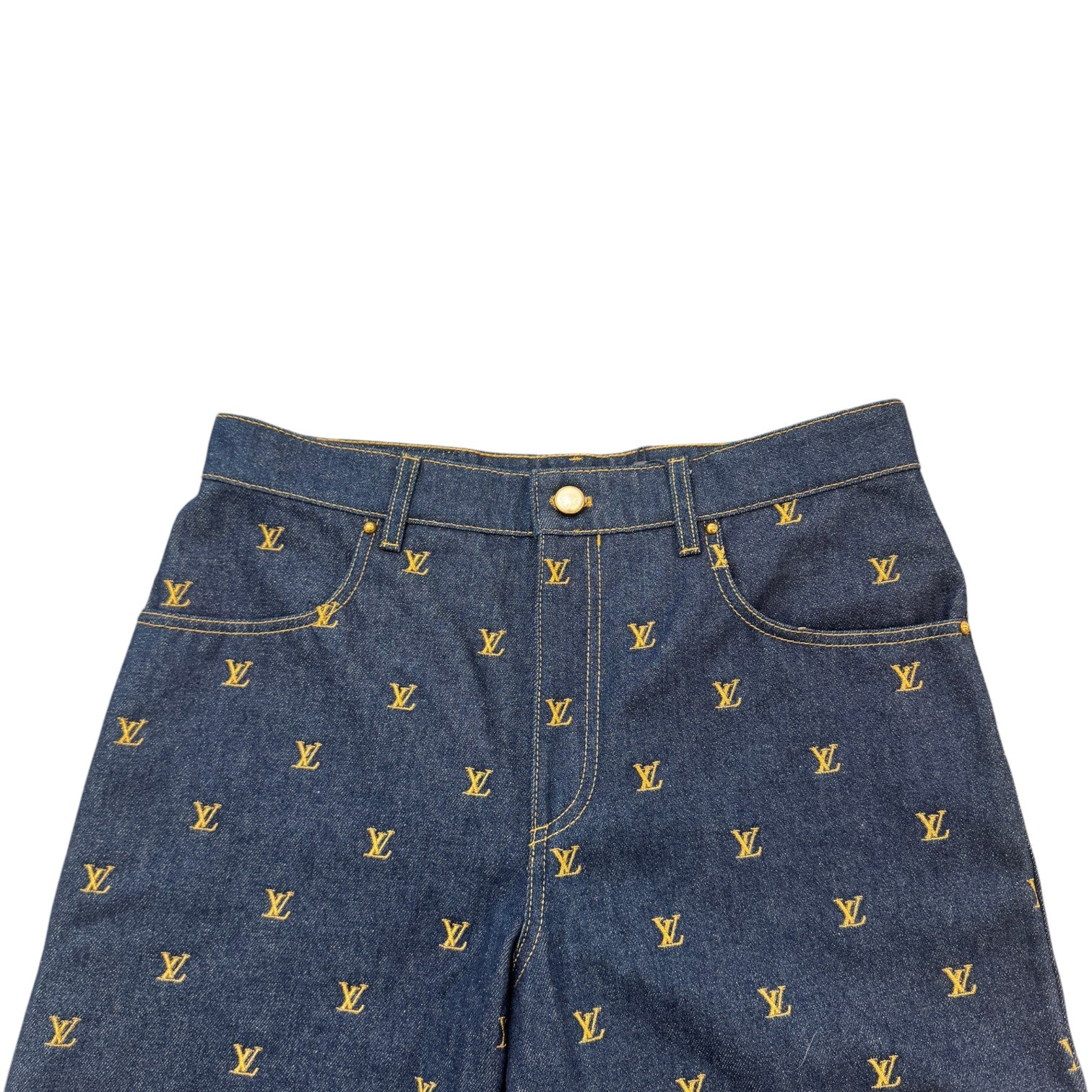 Men's Embroidered Signature Ss24 Shorts Blue Size Waist 32"