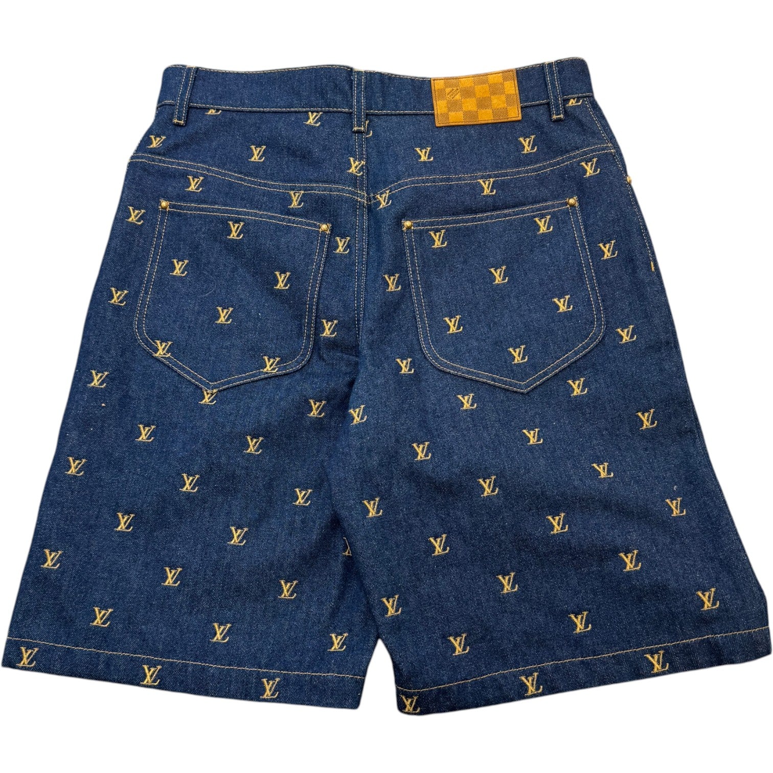 Men's Embroidered Signature Ss24 Shorts Blue Size Waist 32"