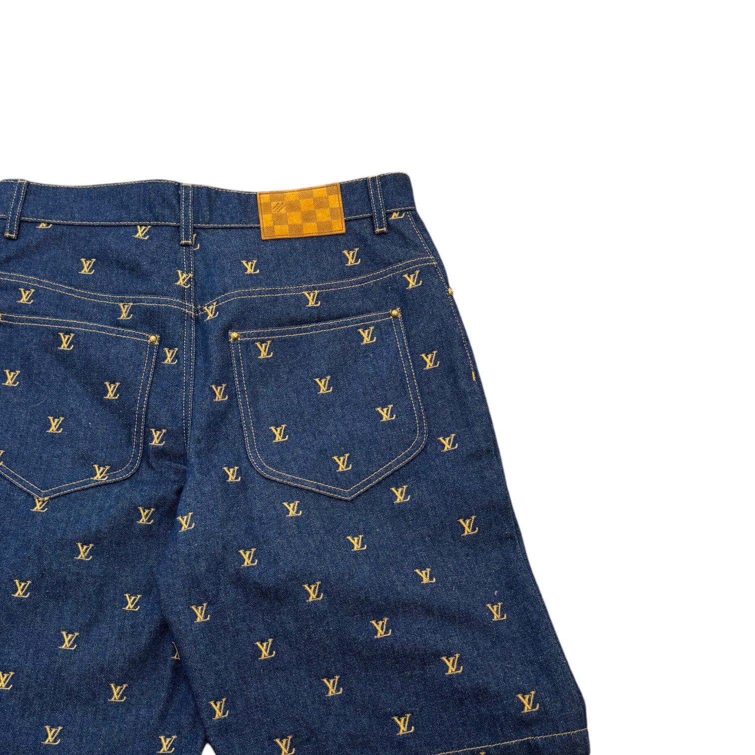 Men's Embroidered Signature Ss24 Shorts Blue Size Waist 32"