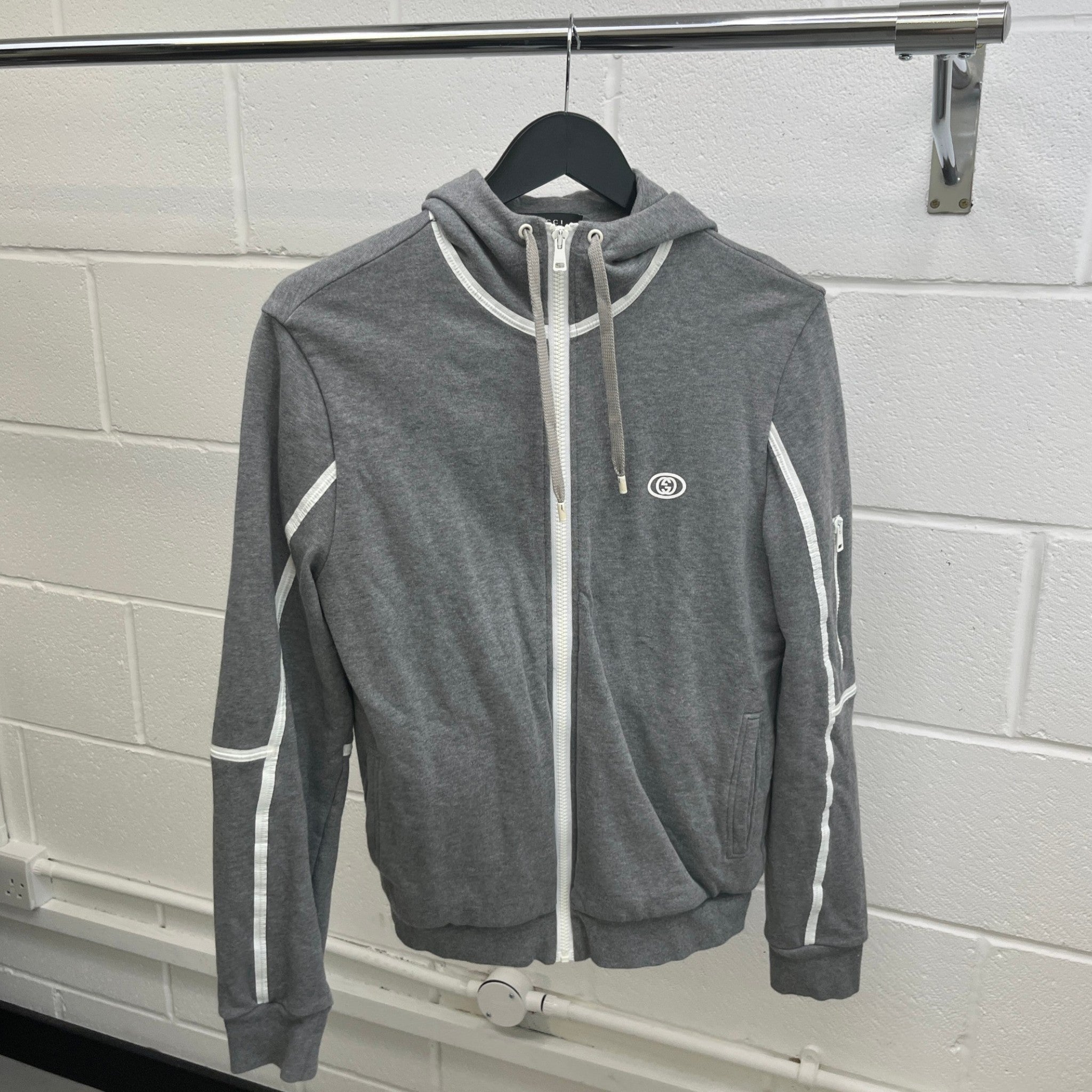Men's Interlocking G Print Hoodie Grey Size M