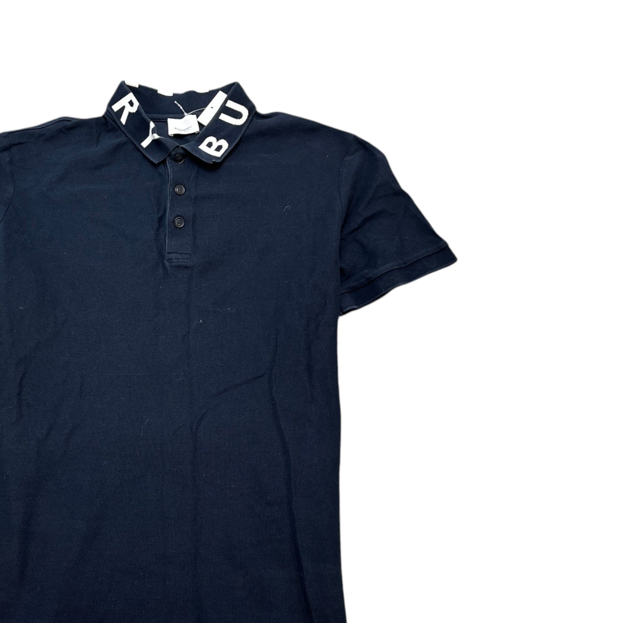 Men's Collar Logo Print Polo Shirt Navy Size L
