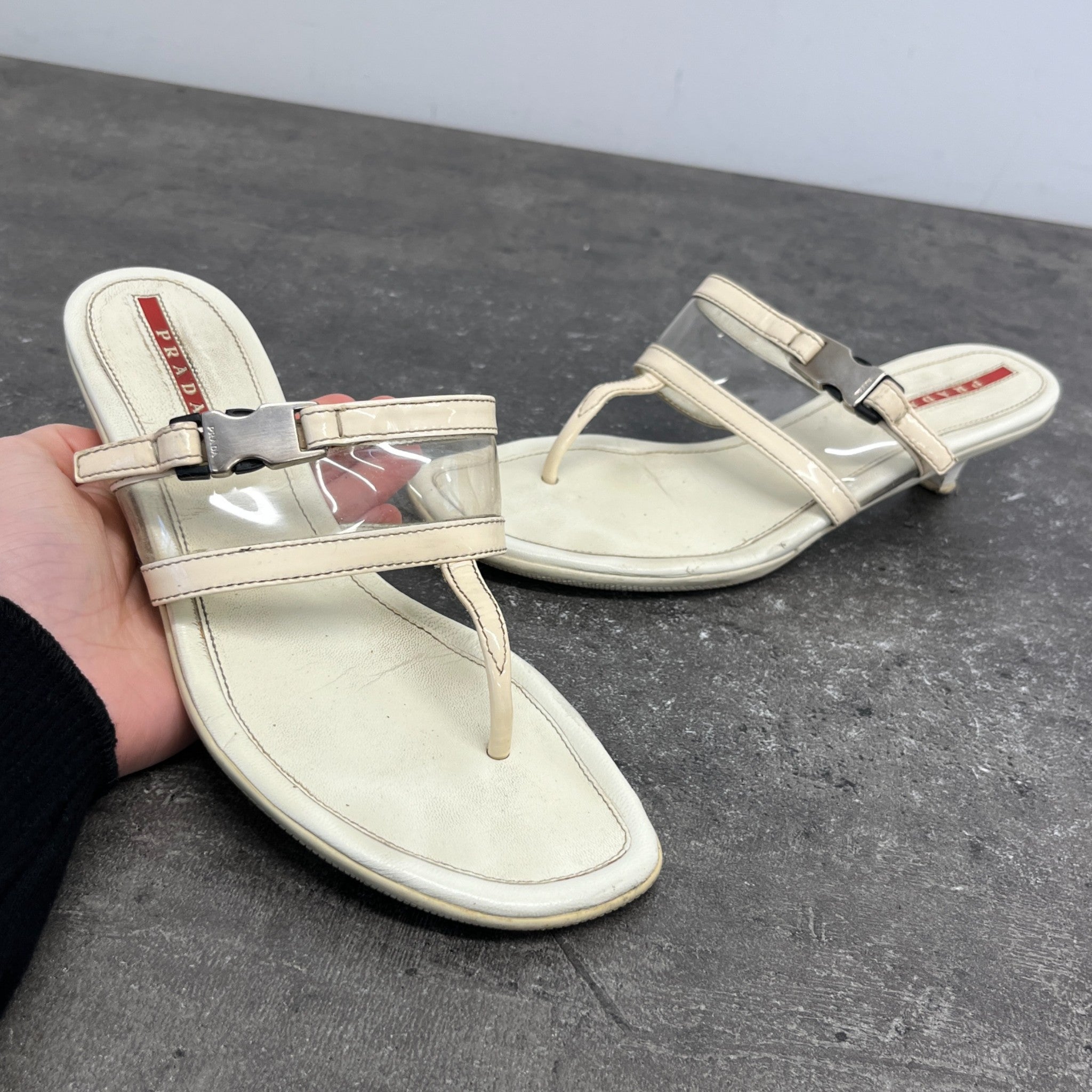 Women's Linear Rosa Pvc Kitten Heels White Size EU 36 / UK 3