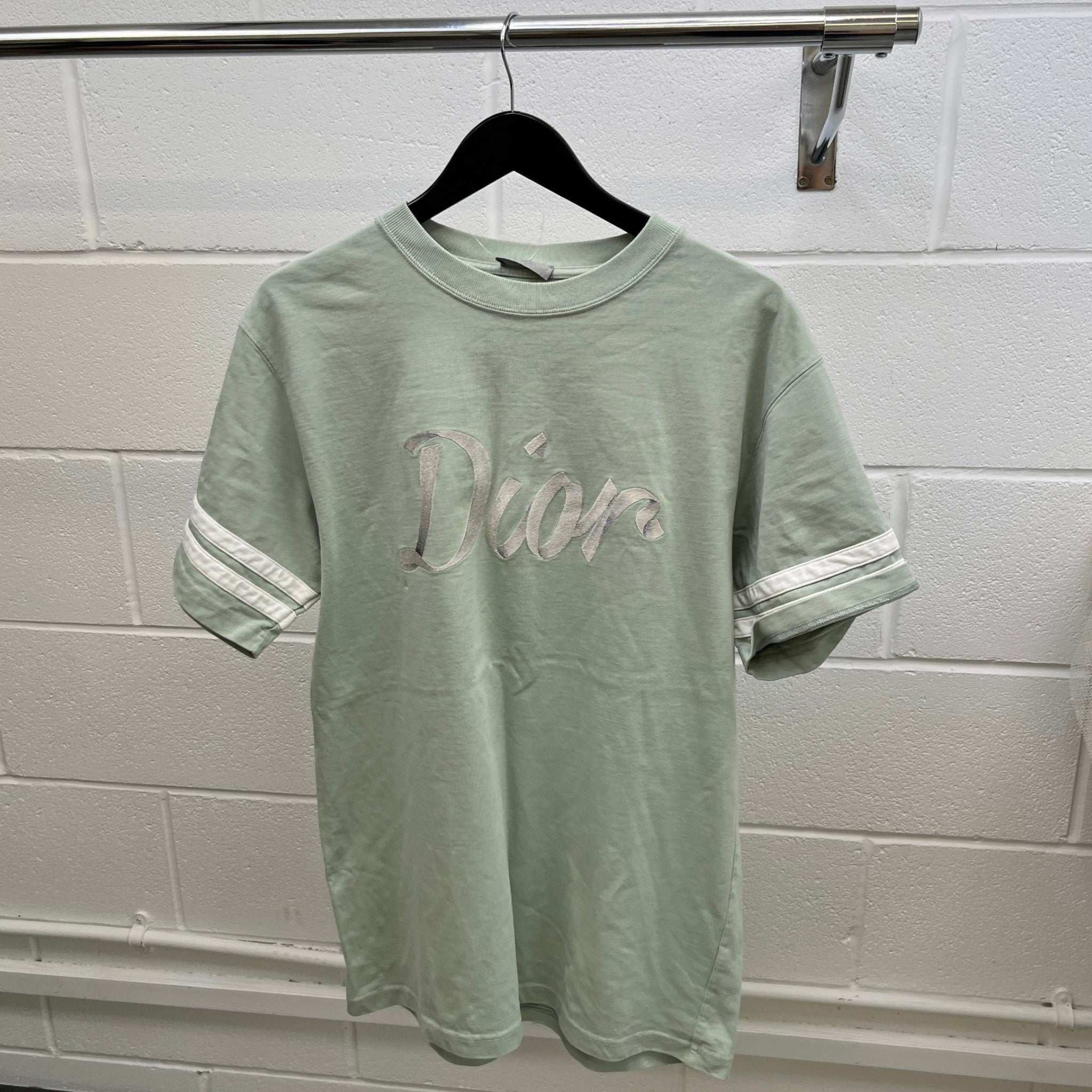 Men's Embroidered Logo Varisty T-Shirt Green Size L