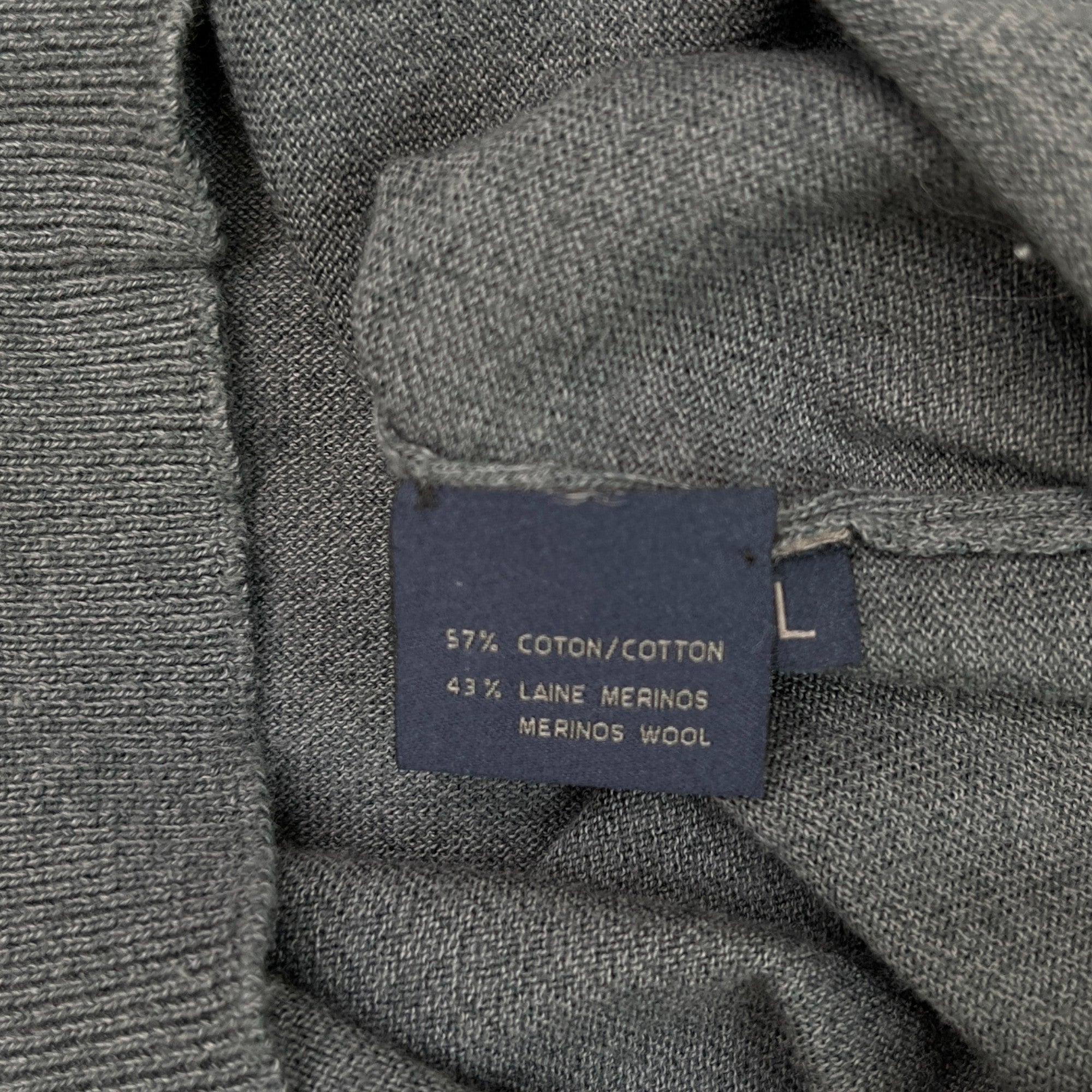 Men's V Neck Jumper Grey Size L